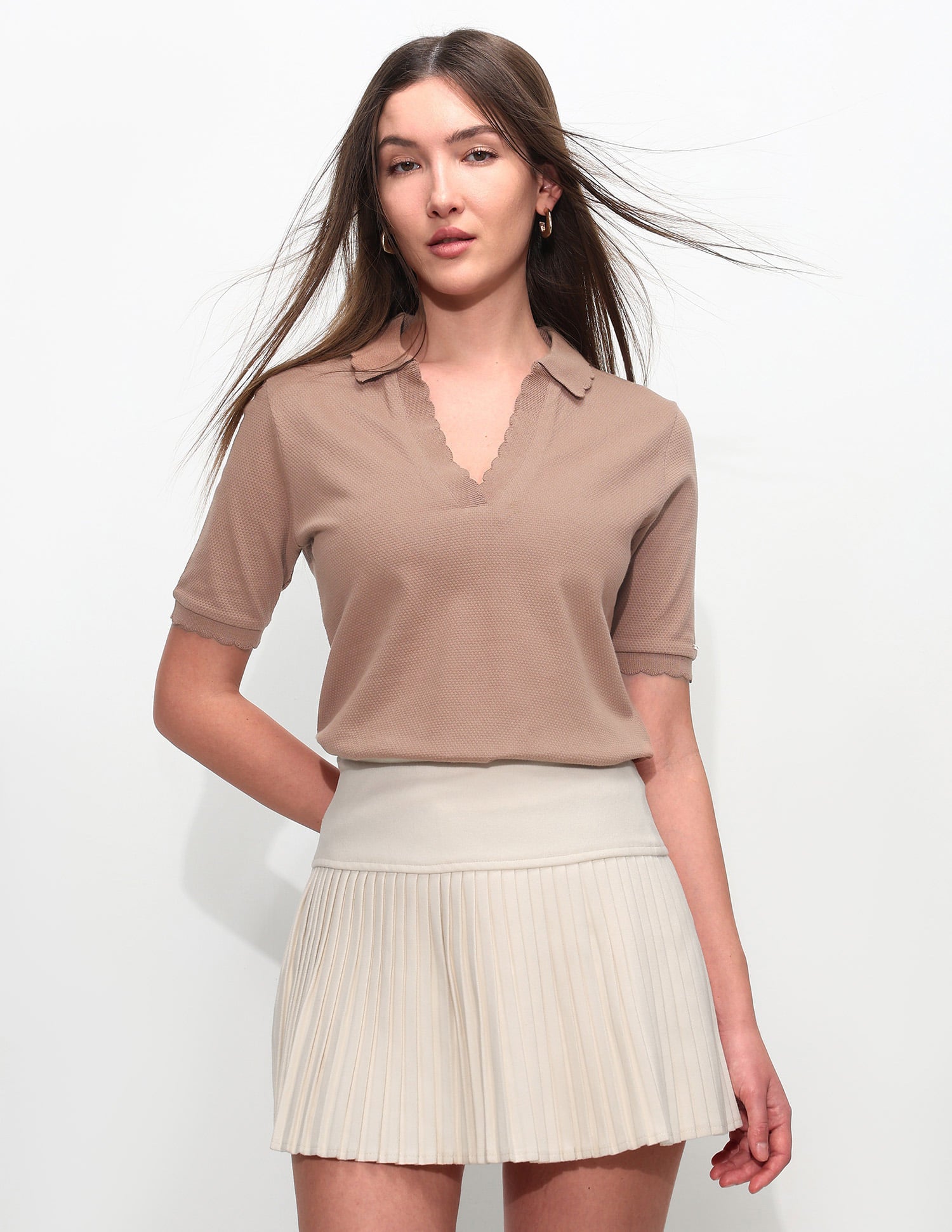 Regular Fit Textured Polo Shirt Light Brown - U.S. Polo Assn. India | Large