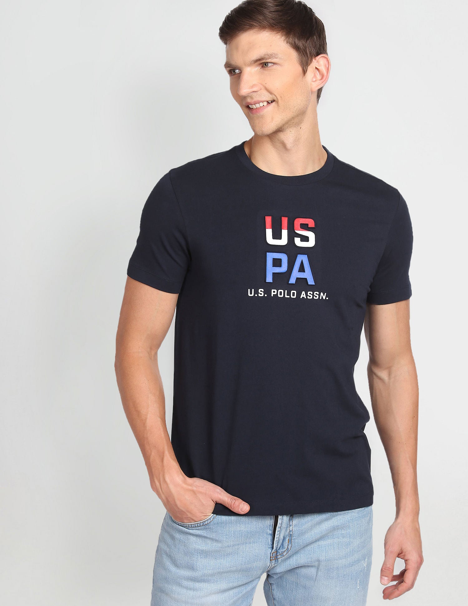 Embossed Slim Fit T-Shirt Navy - U.S. POLO ASSN. | Large