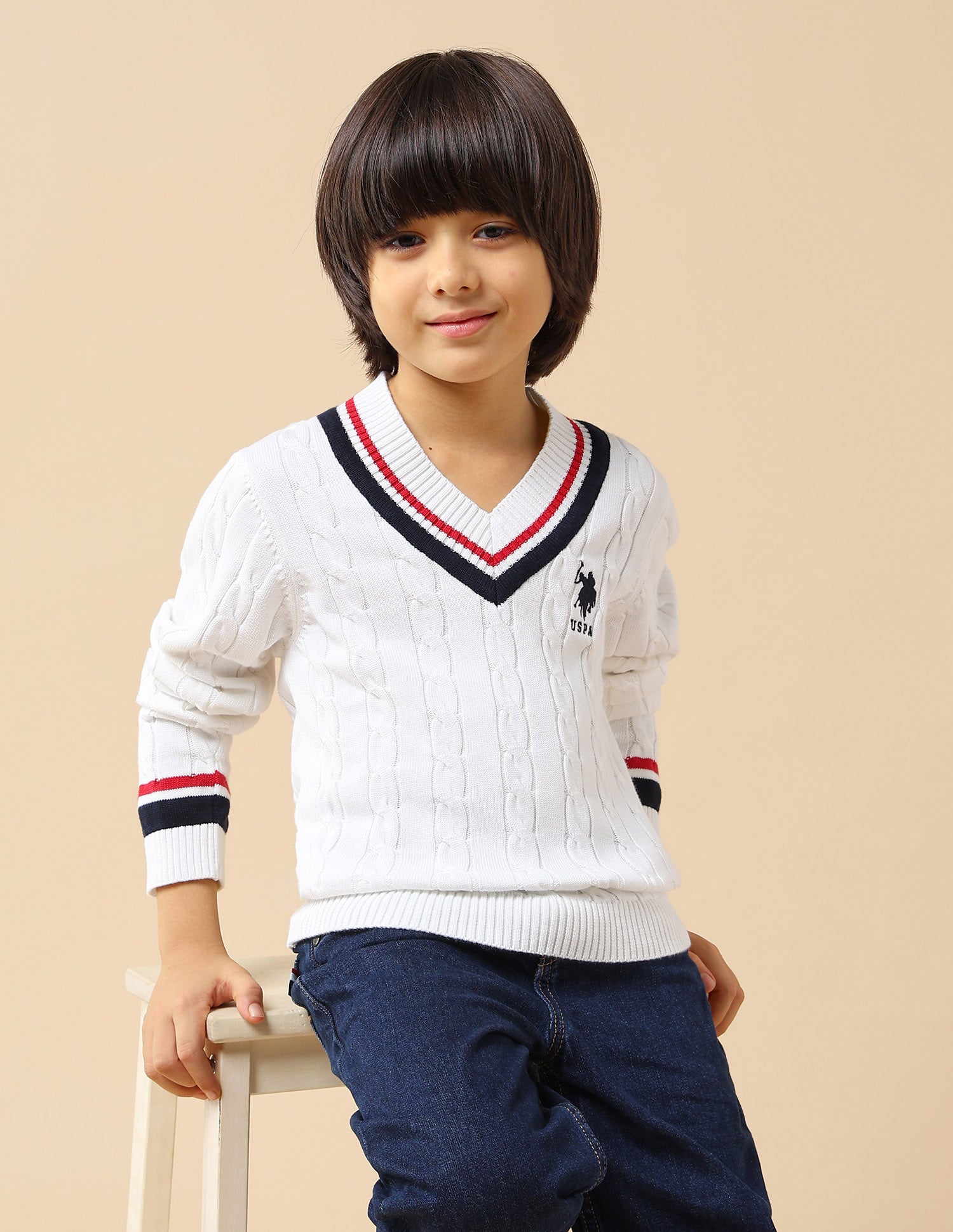 Boys Patterned Cable Knit Sweater