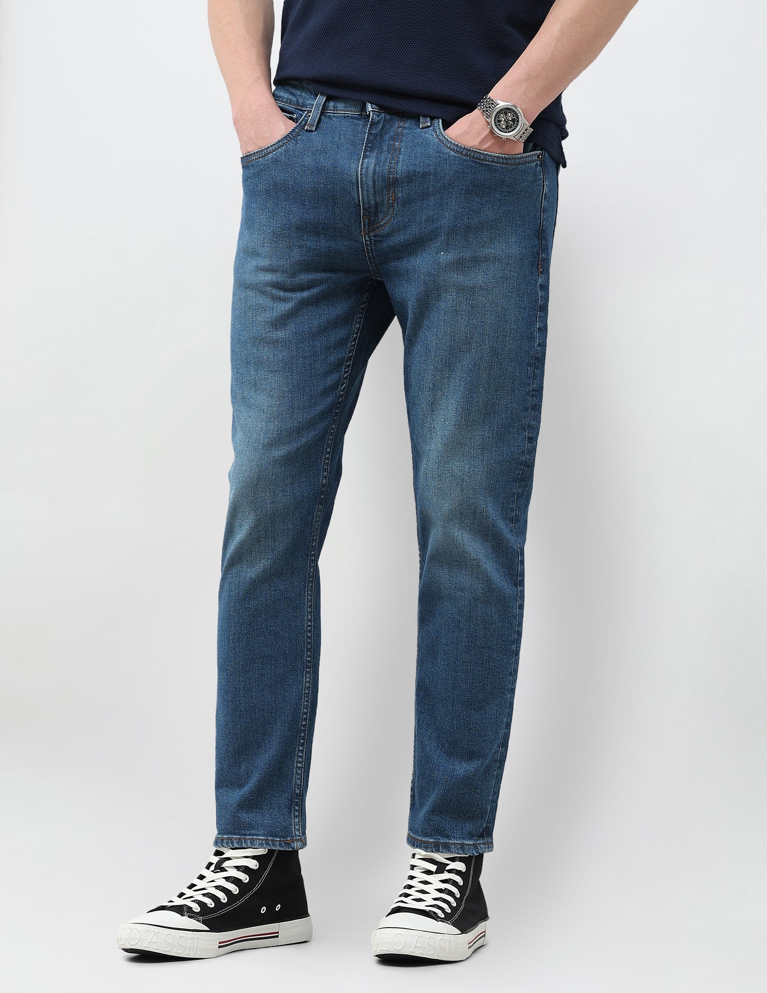 Cole Comfort Cropped Fit Blue Jeans
