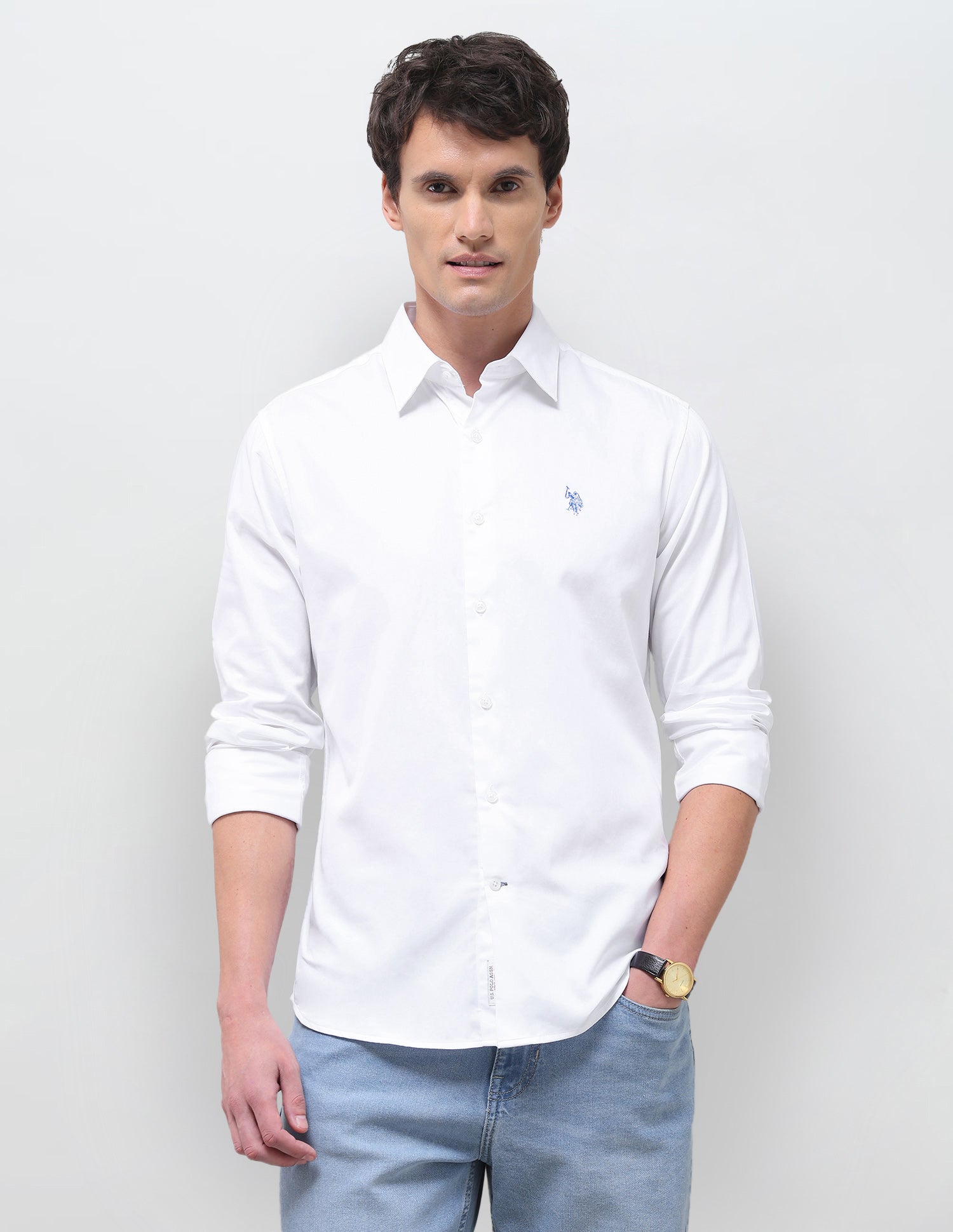 Satin Solid Shirt White - U.S. Polo Assn. India | Large