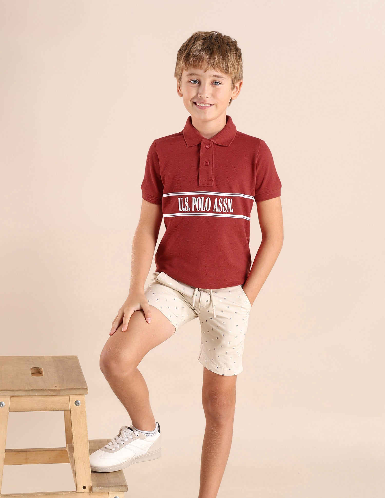 Boys Brand Printed Regular Fit Polo Shirt