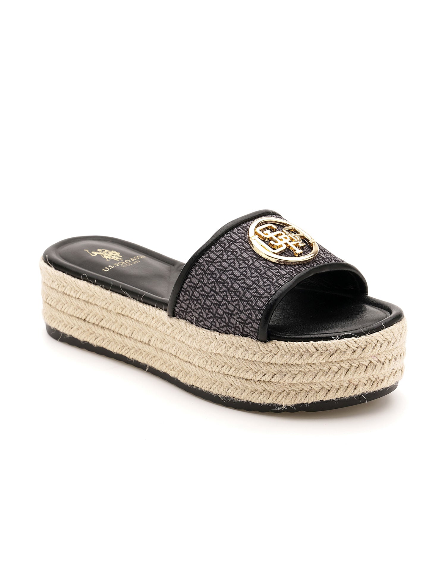 Monogram Vamp Strap Cristina Sandals Black - U.S. POLO ASSN. | Large
