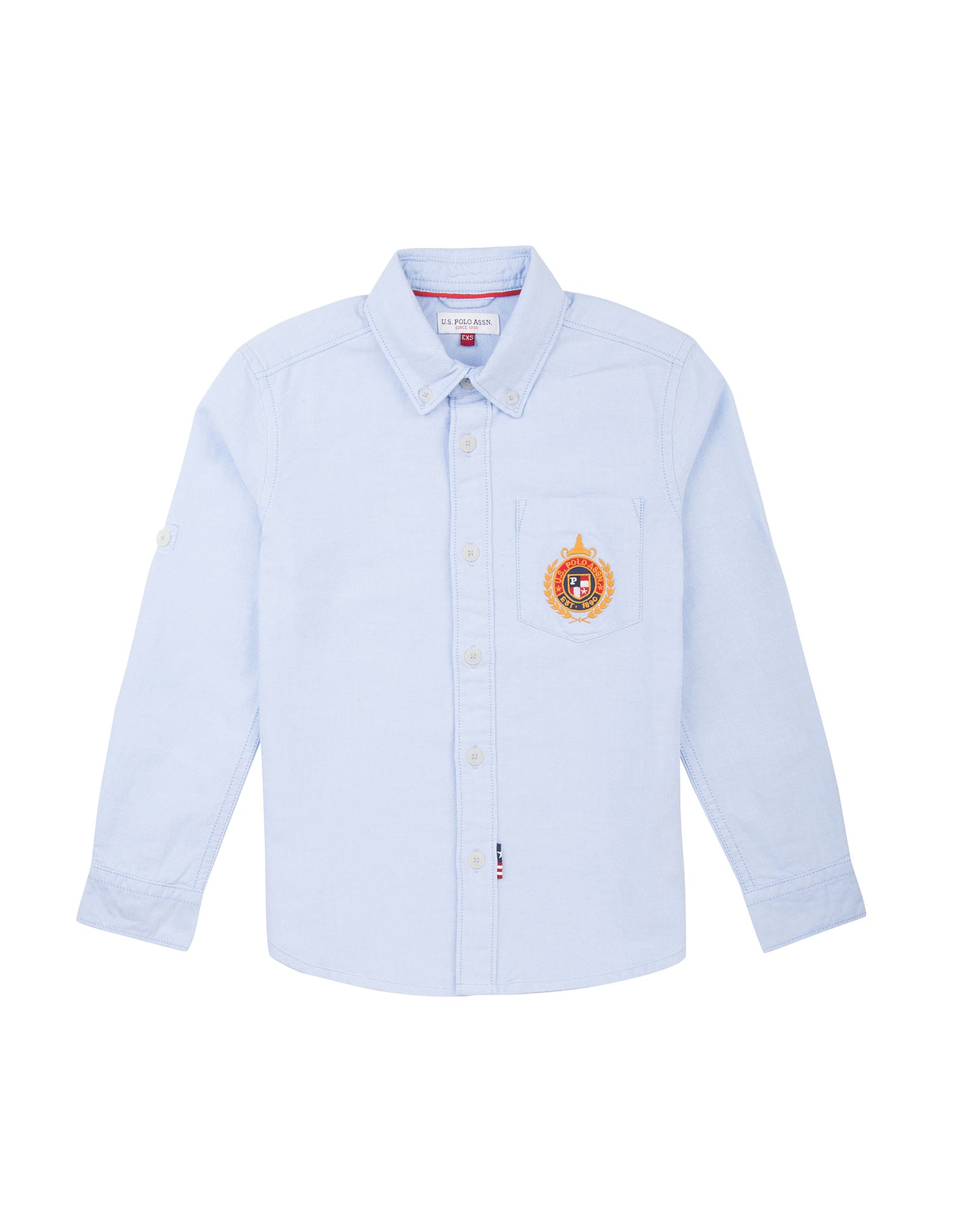 Boys Regular Fit Oxford Shirt Light Blue - U.S. Polo Assn. India | Large