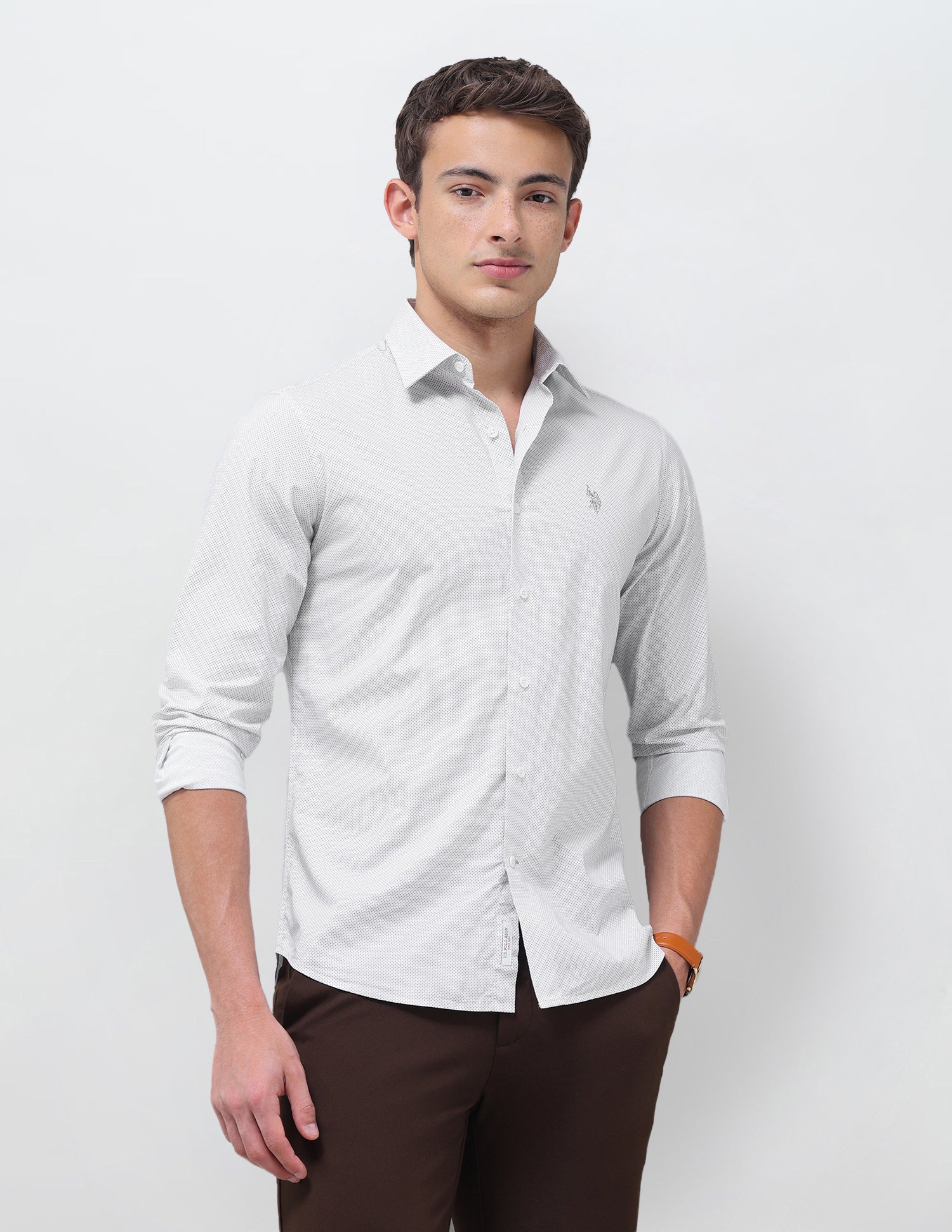 Geometric Printed Regular Fit Shirt Grey - U.S. Polo Assn. India | Large
