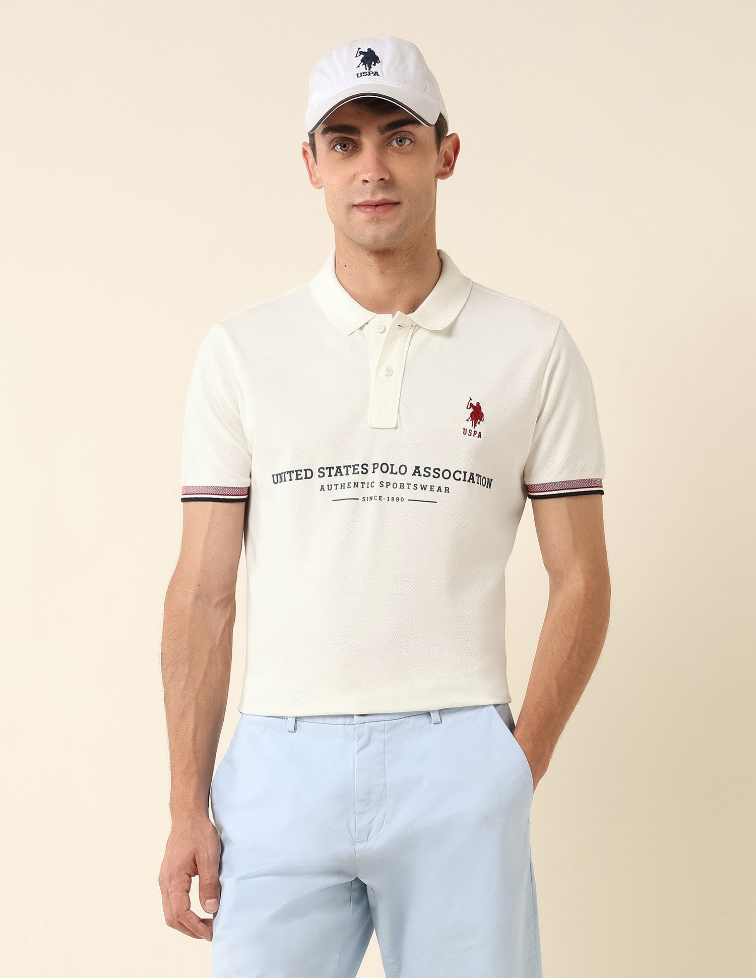 Brand Printed Slim Fit Polo Shirt