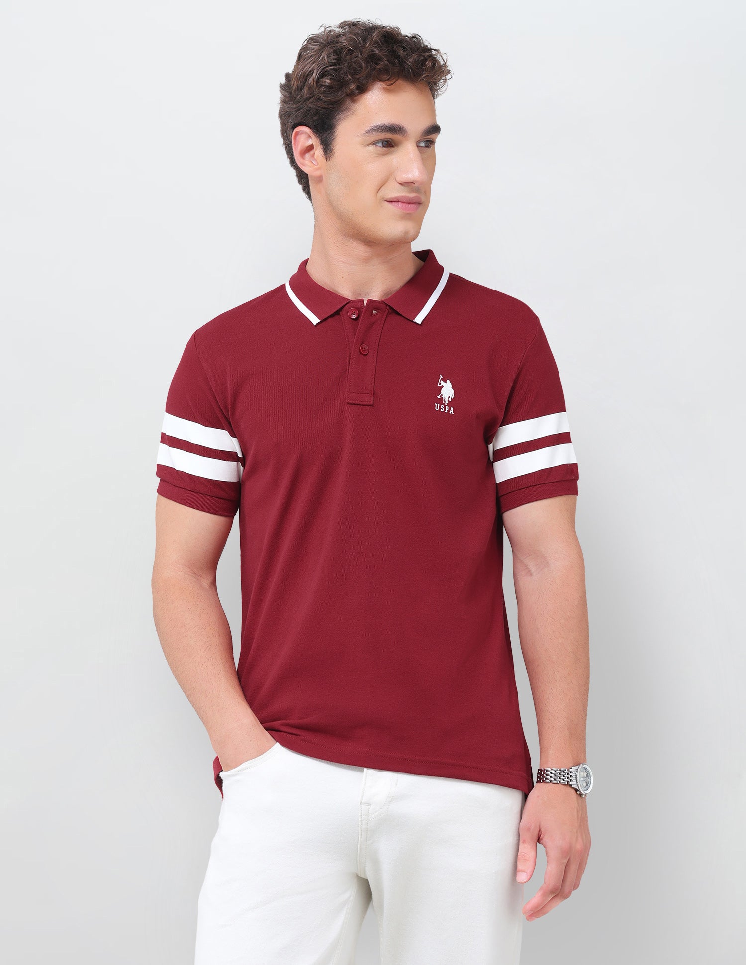 Solid Slim Fit Polo Shirt Red - U.S. Polo Assn. India | Large