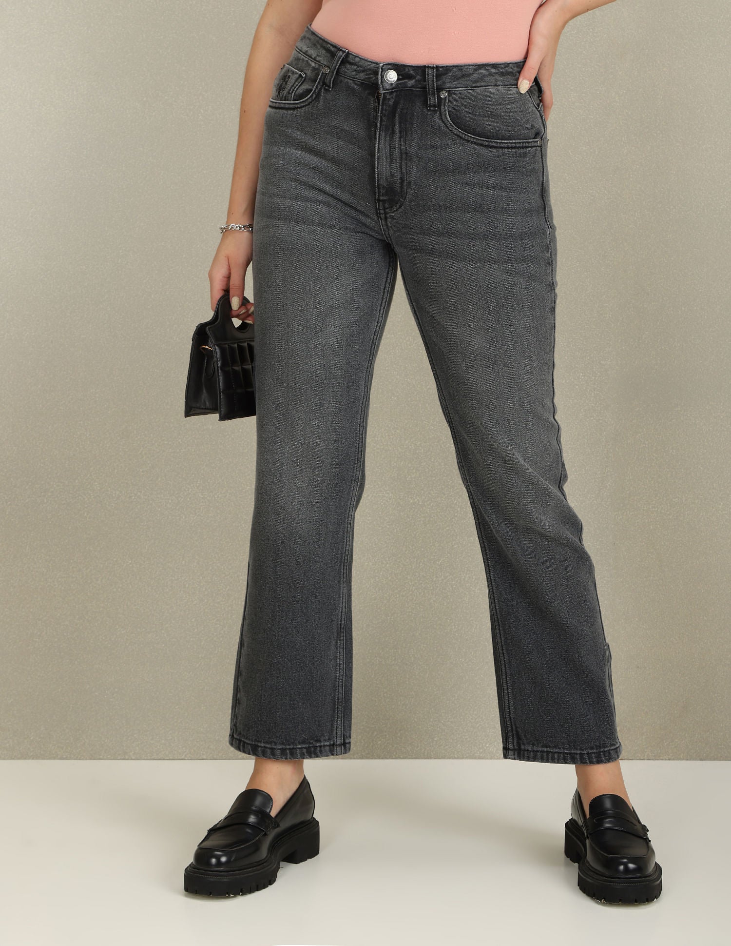 Straight Fit Mid Rise Jeans Grey - U.S. Polo Assn. India | Large