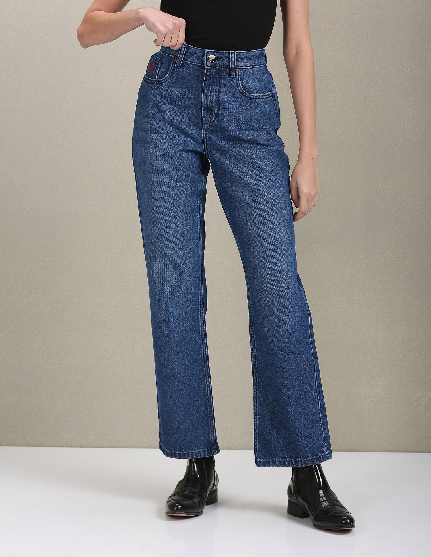 Straight Fit Mid Rise Jeans Dark Blue - U.S. Polo Assn. India | Large
