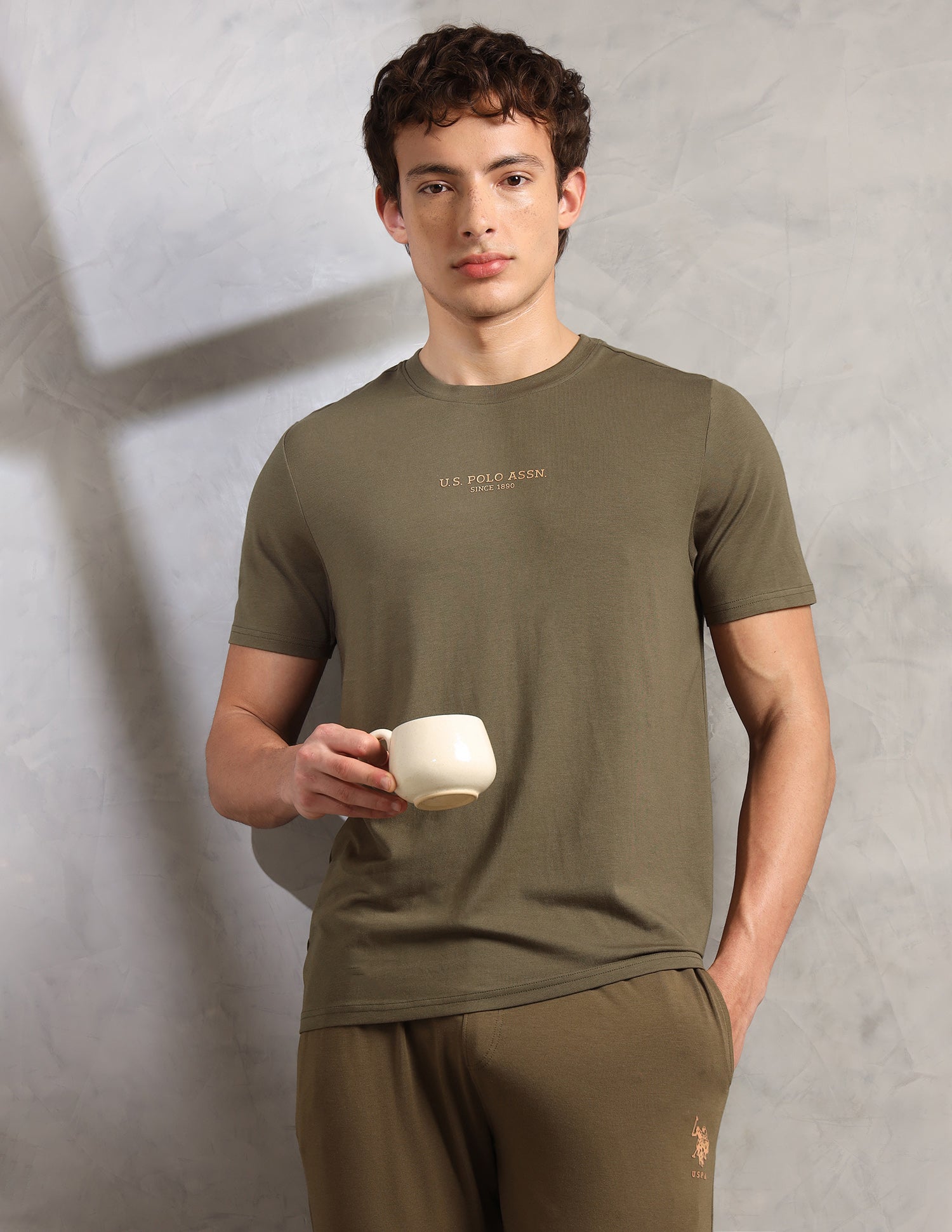 Comfort Relaxed Fit Breathable PE005-PL Lounge T-Shirt - Pack Of 1 Ivy Green - U.S. Polo Assn. India | Large