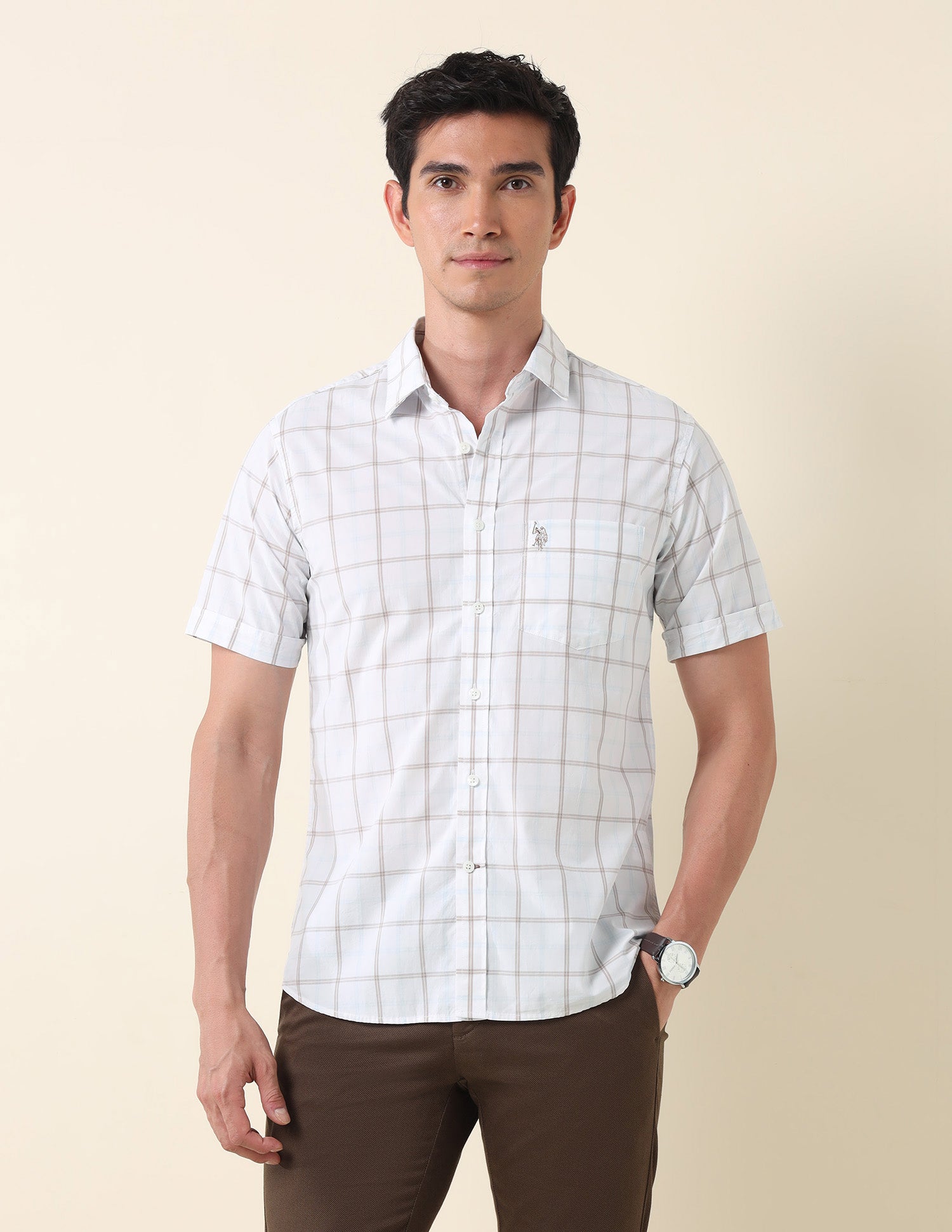 Pure Cotton Tailored Fit Shirt White - U.S. Polo Assn. India | Large