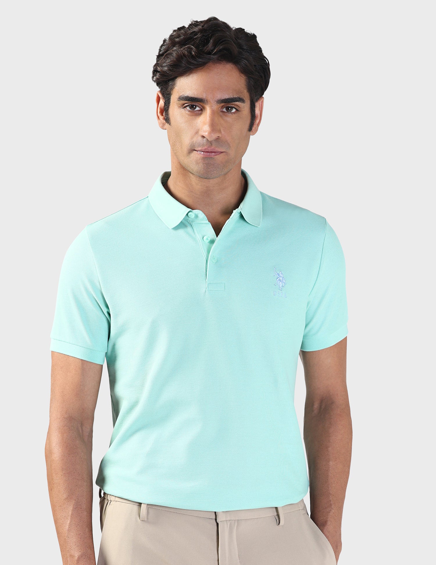 Liquid Cotton Slim Polo Shirt Aqua - U.S. Polo Assn. India | Large