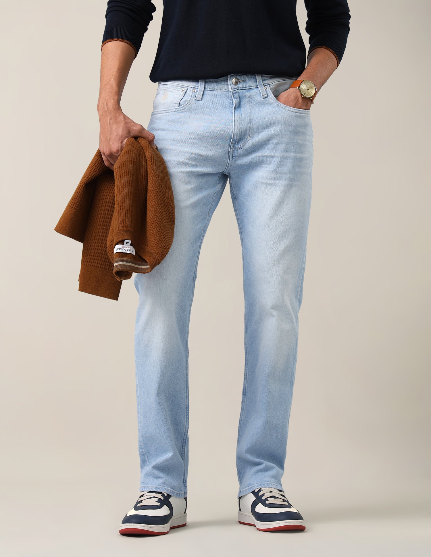 Harold Slim Straight Fit Blue Jeans Light Blue - U.S. Polo Assn. India | Large