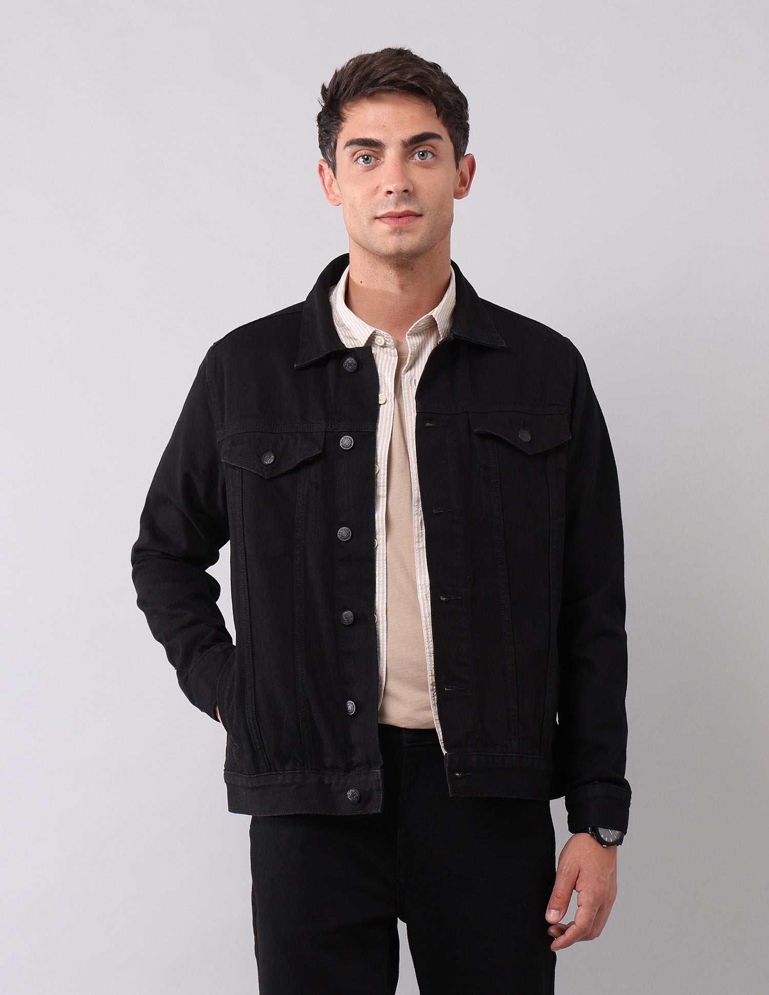 Solid Regular Fit Denim Jacket Dark Wash - U.S. Polo Assn. India | Large