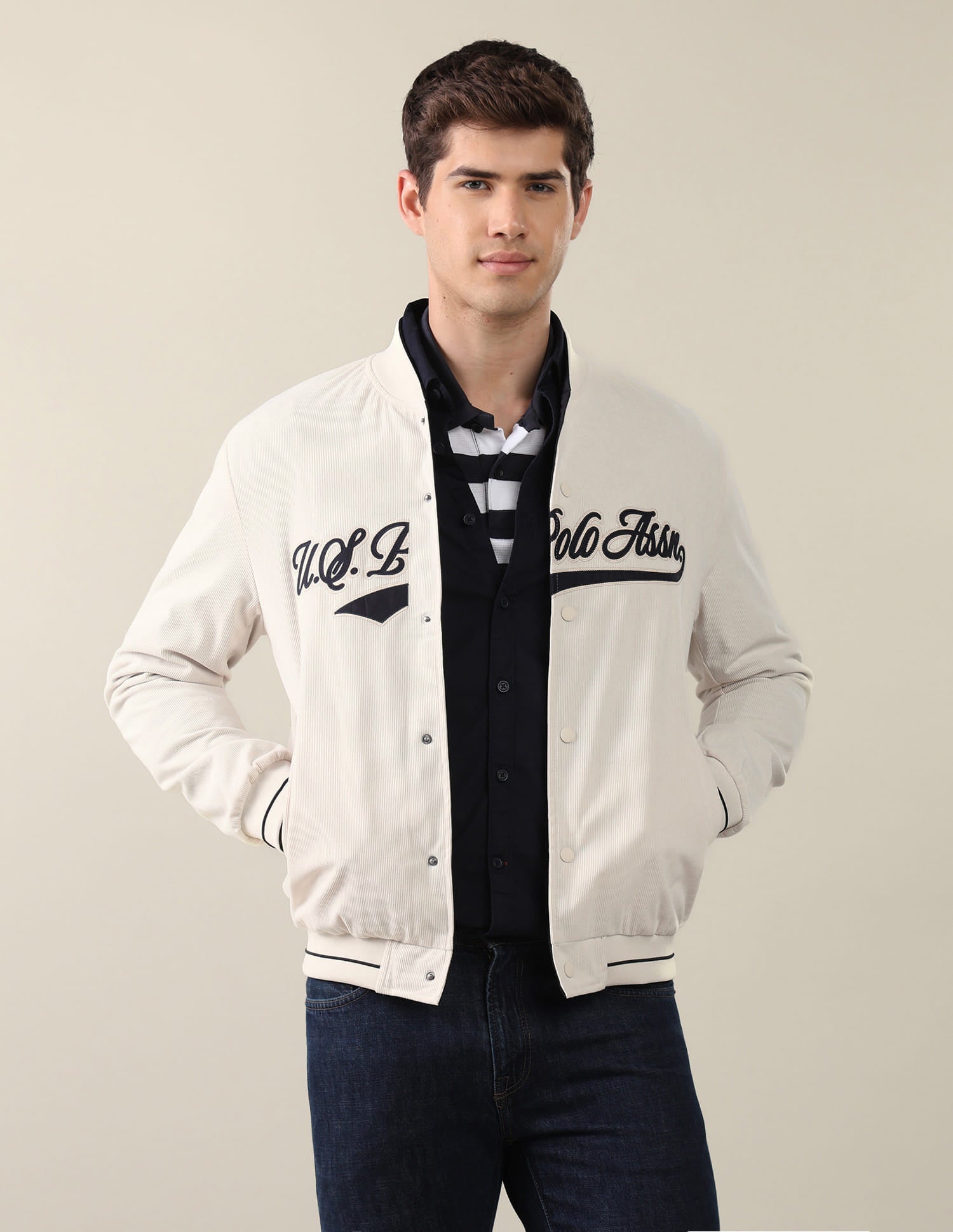 Brand Applique Reversible Jacket White - U.S. Polo Assn. India | Large