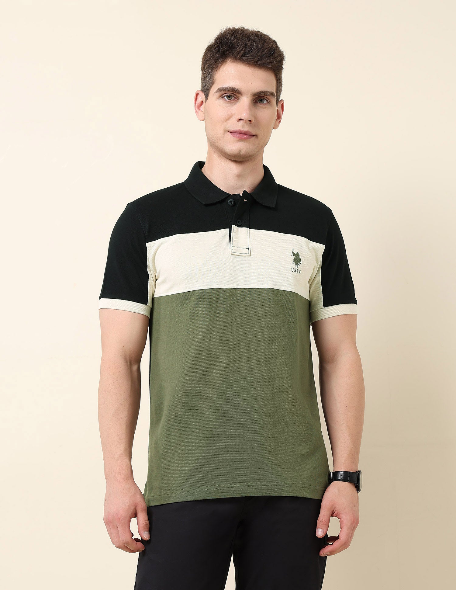 Colourblocked Classic Polo Shirt Black - U.S. Polo Assn. India | Large