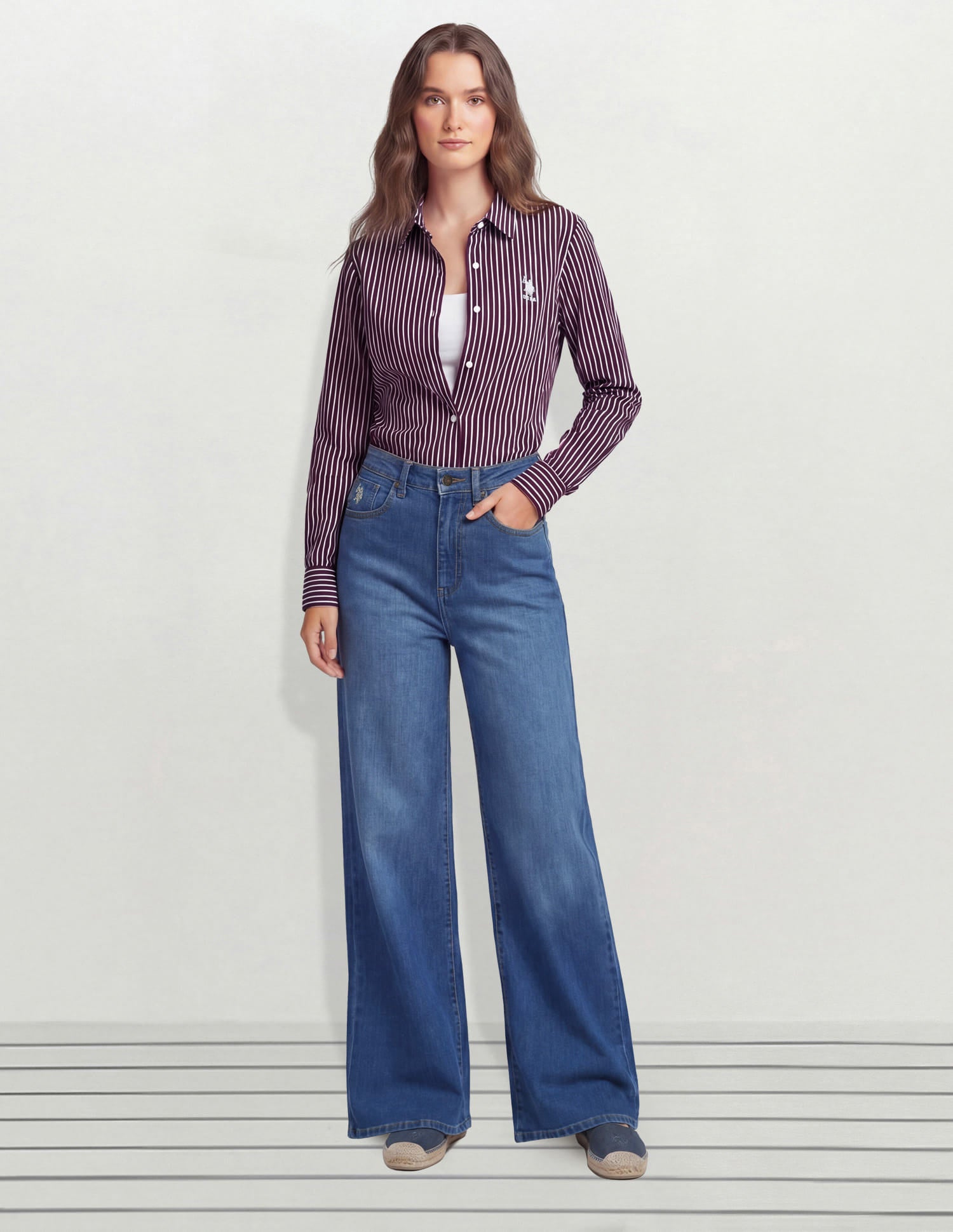 High Rise Flared Fit Jeans Blue - U.S. Polo Assn. India | Large