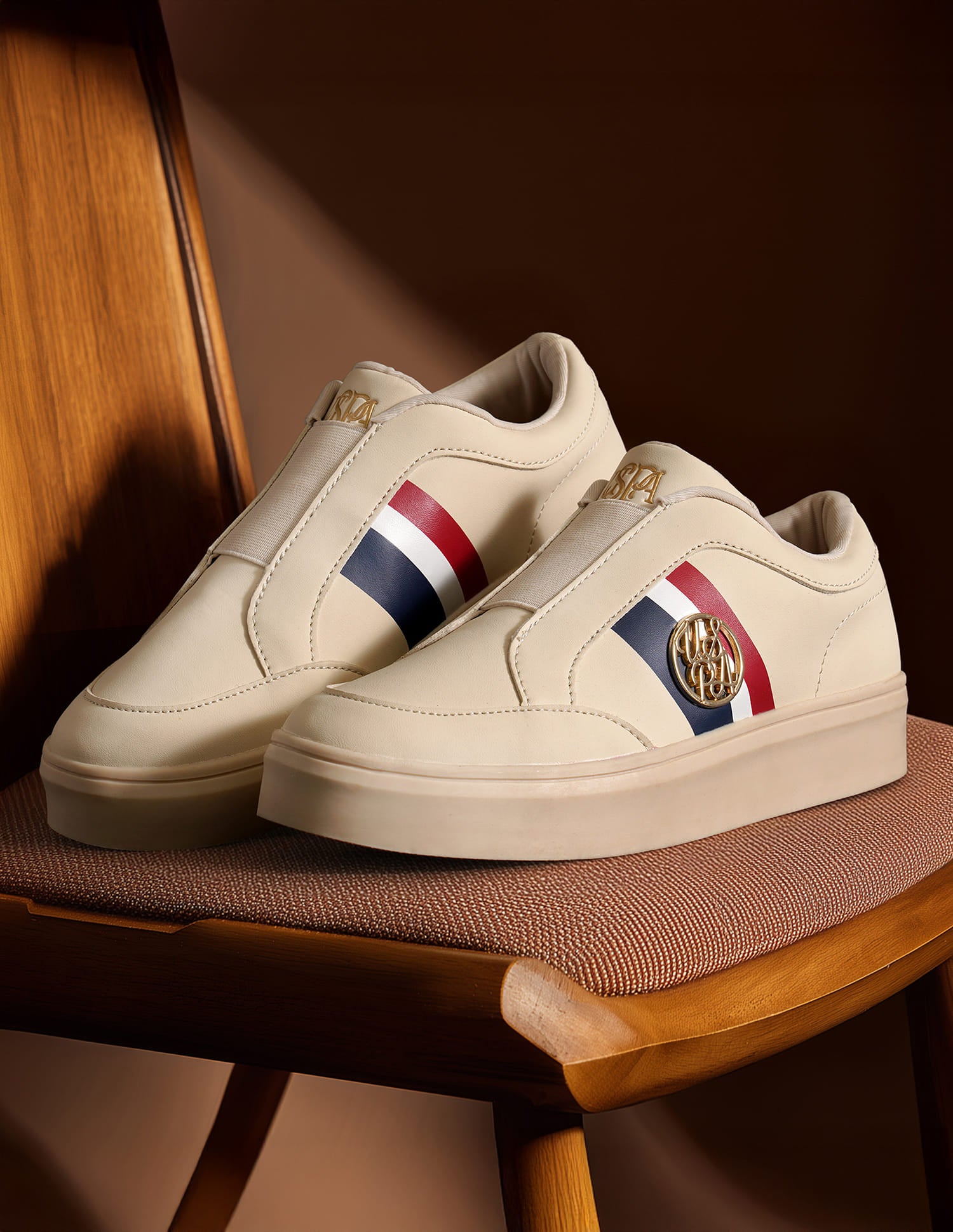 Women Tiziana Striped Sneakers Beige - U.S. Polo Assn. India | Large