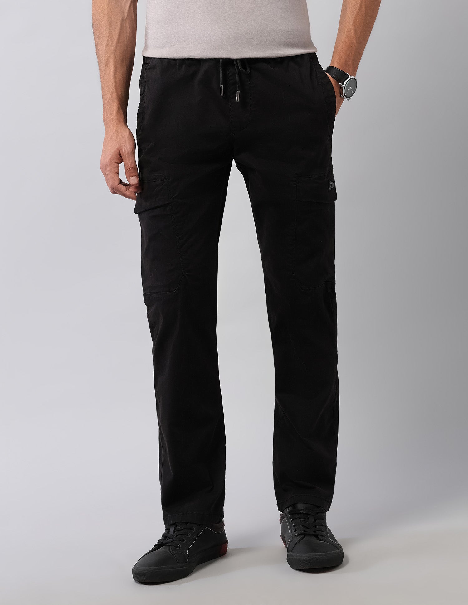 Straight Fit Solid Cargos Black - U.S. Polo Assn. India | Large