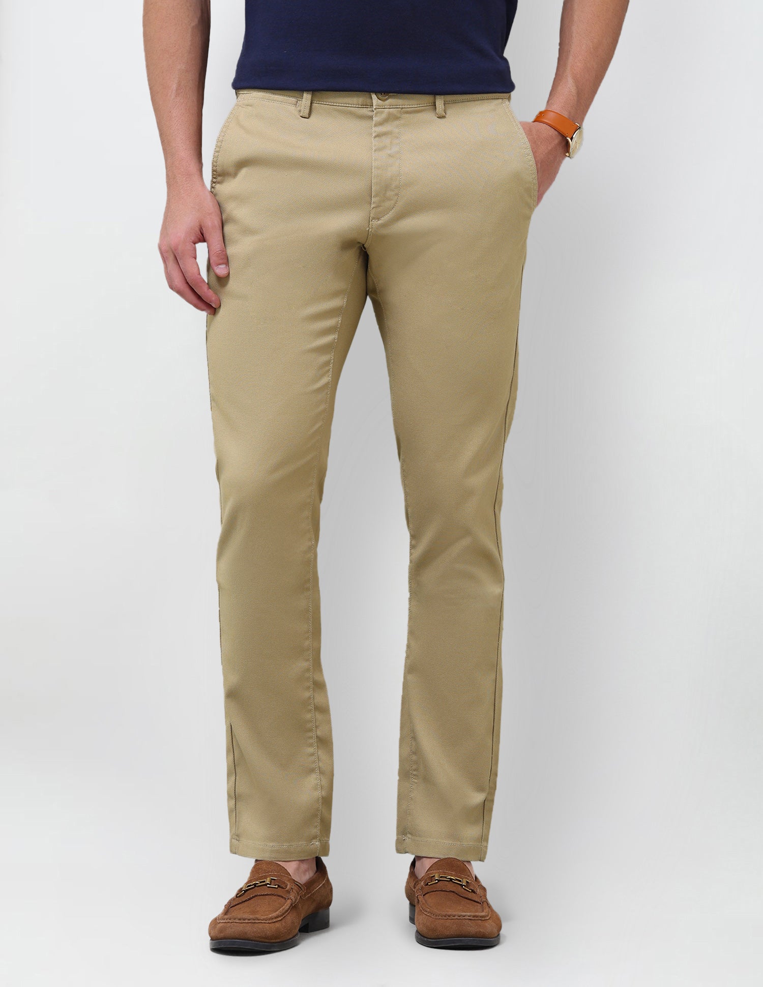 Denver Slim Fit Satin Trousers Khaki - U.S. Polo Assn. India | Large