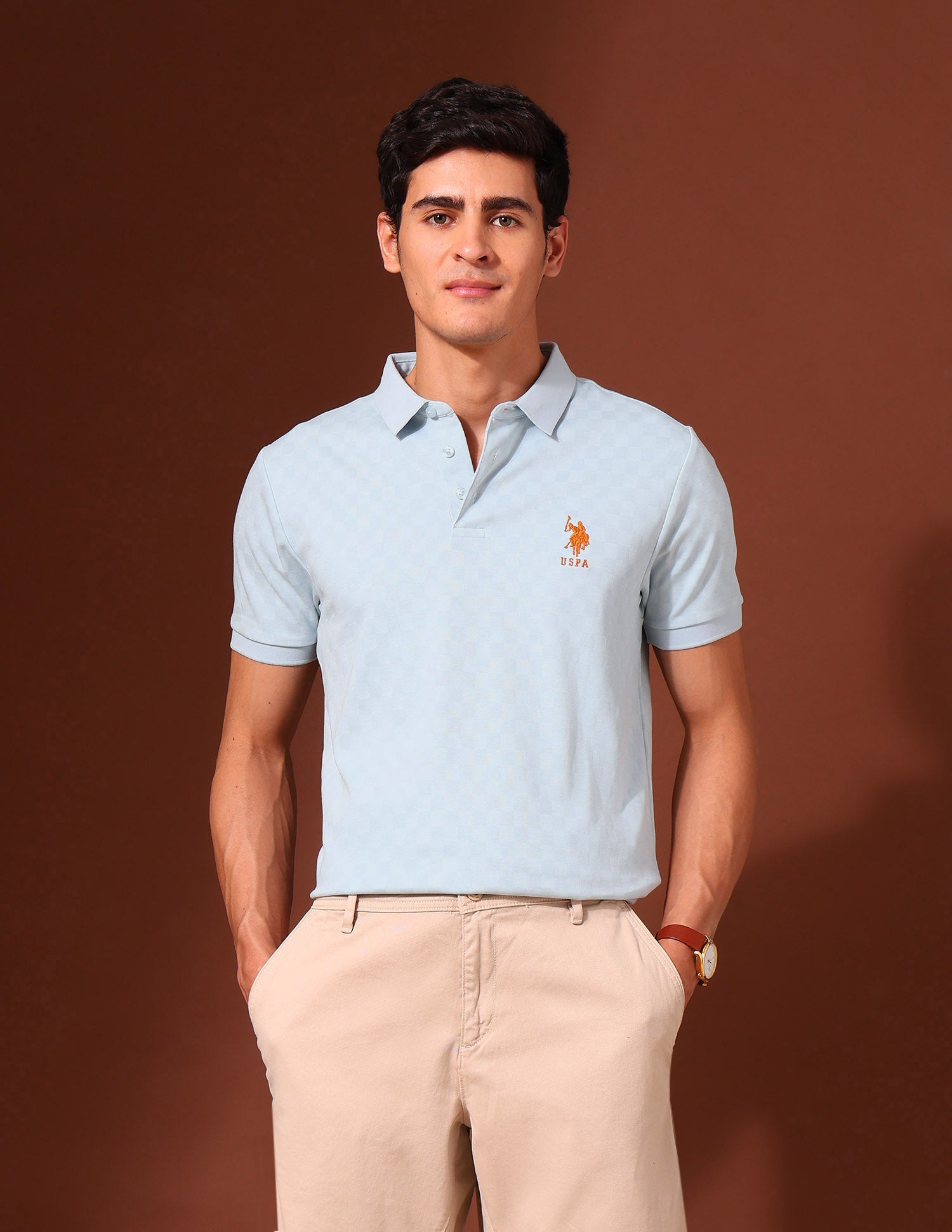 Textured Slim Fit Work and Wander Polo Shirt