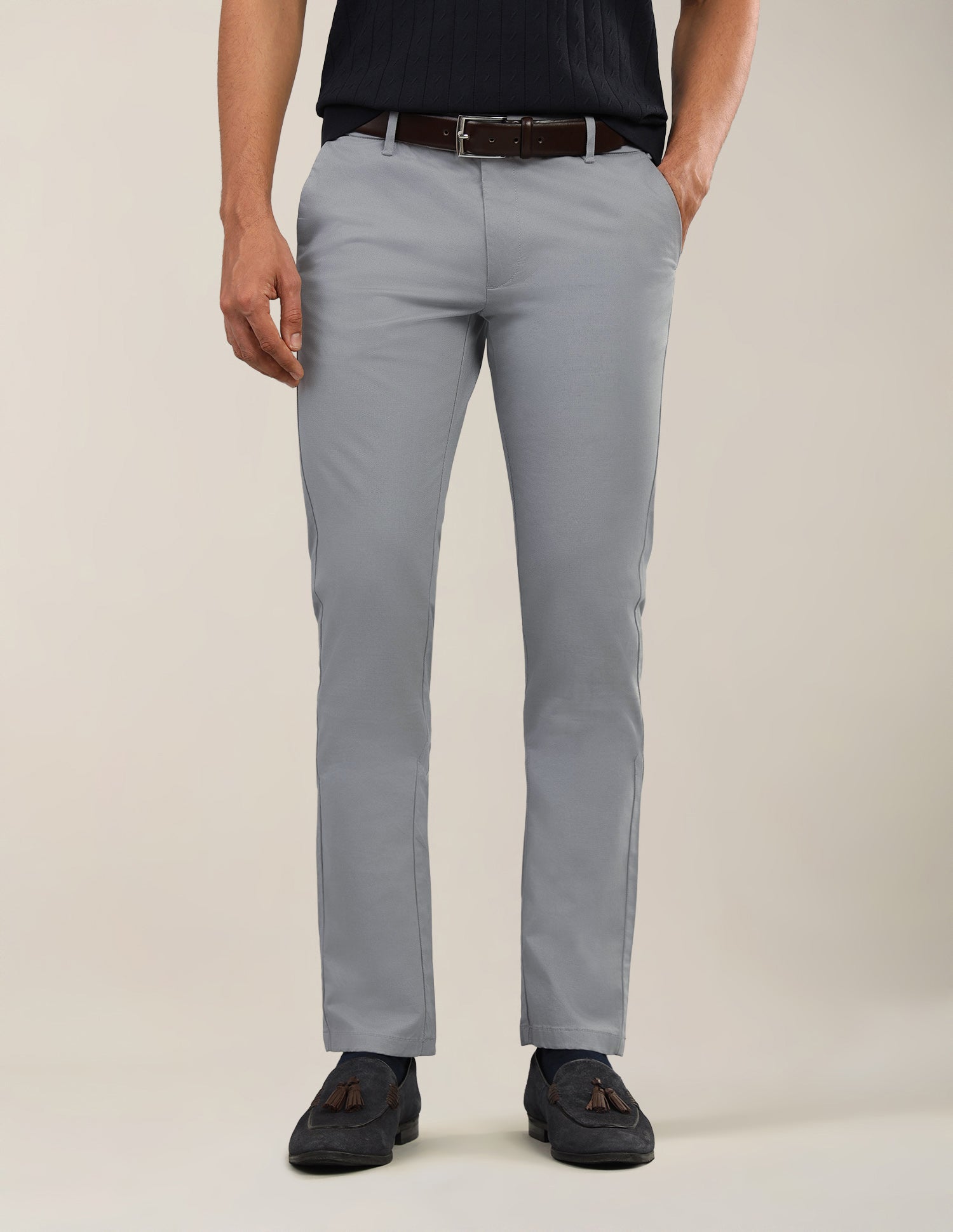 Textured Satin Trousers Mid-Grey - U.S. Polo Assn. India | Large