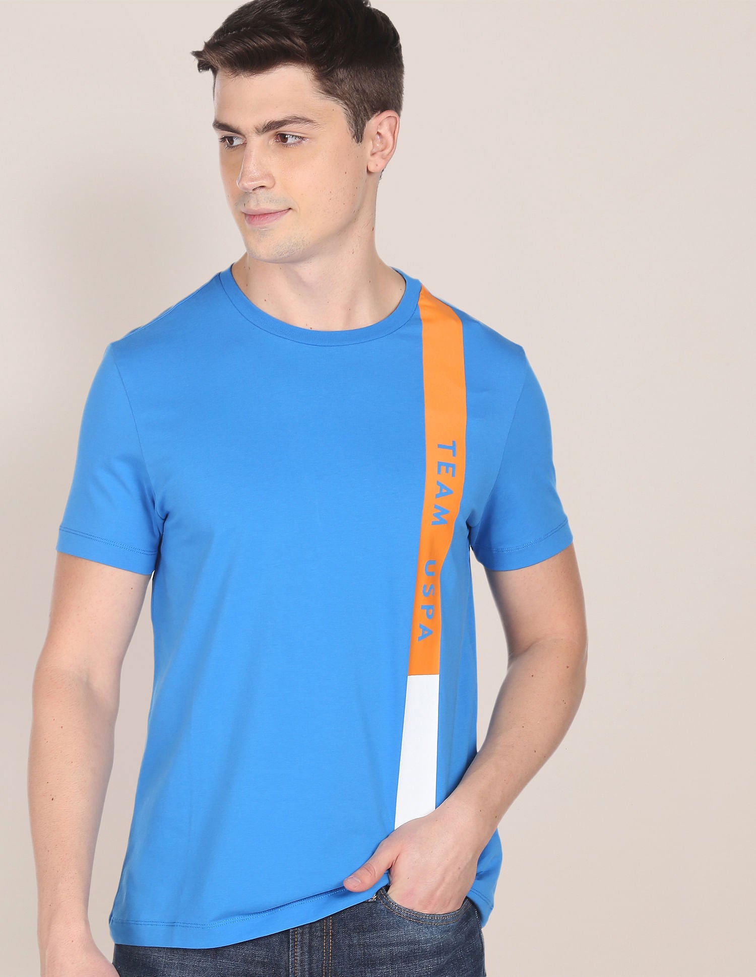 Brand Stripe Training T-Shirt Blue - U.S. Polo Assn. India | Large