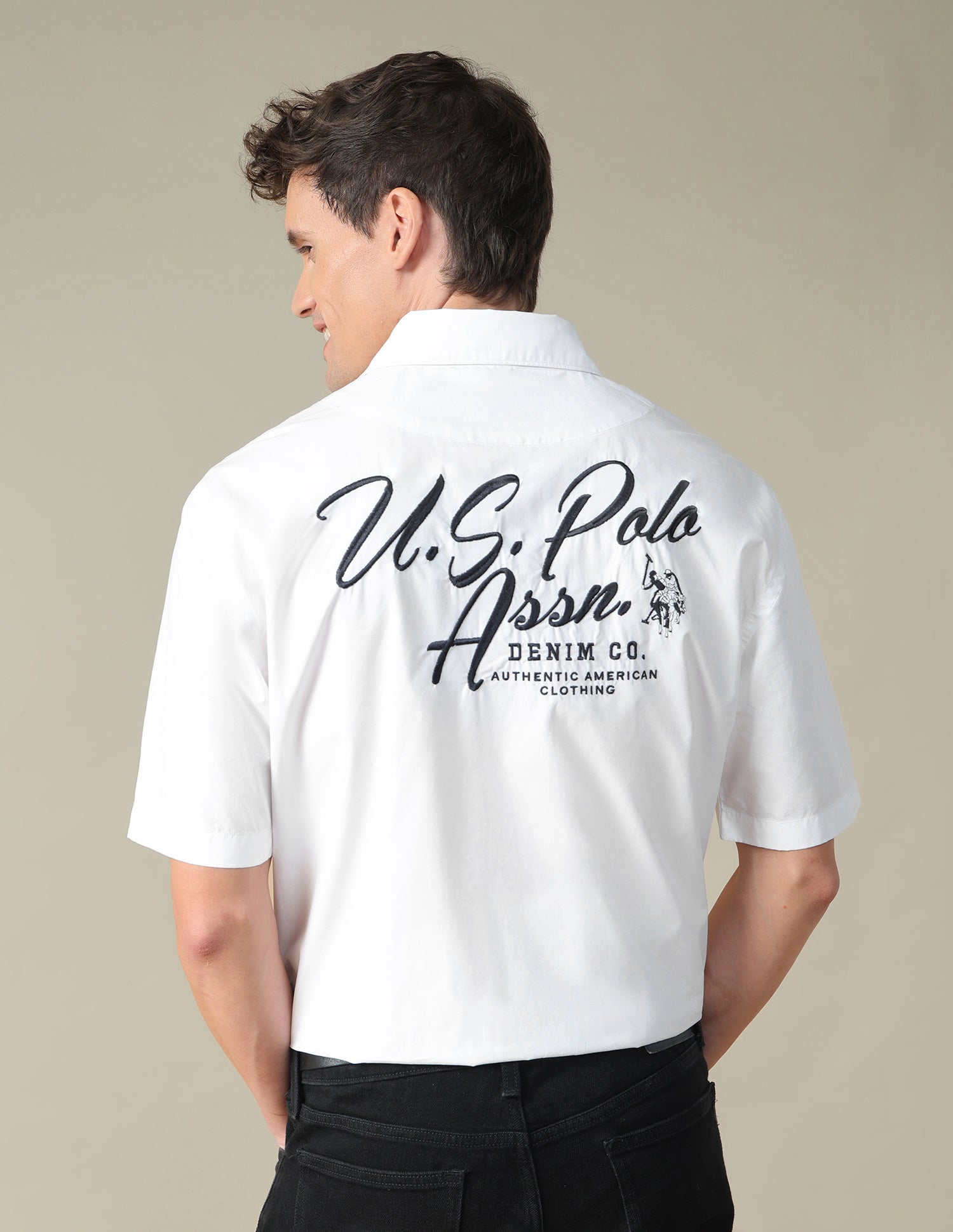 Brand Embroidered Regular Fit Shirt White - U.S. Polo Assn. India | Large