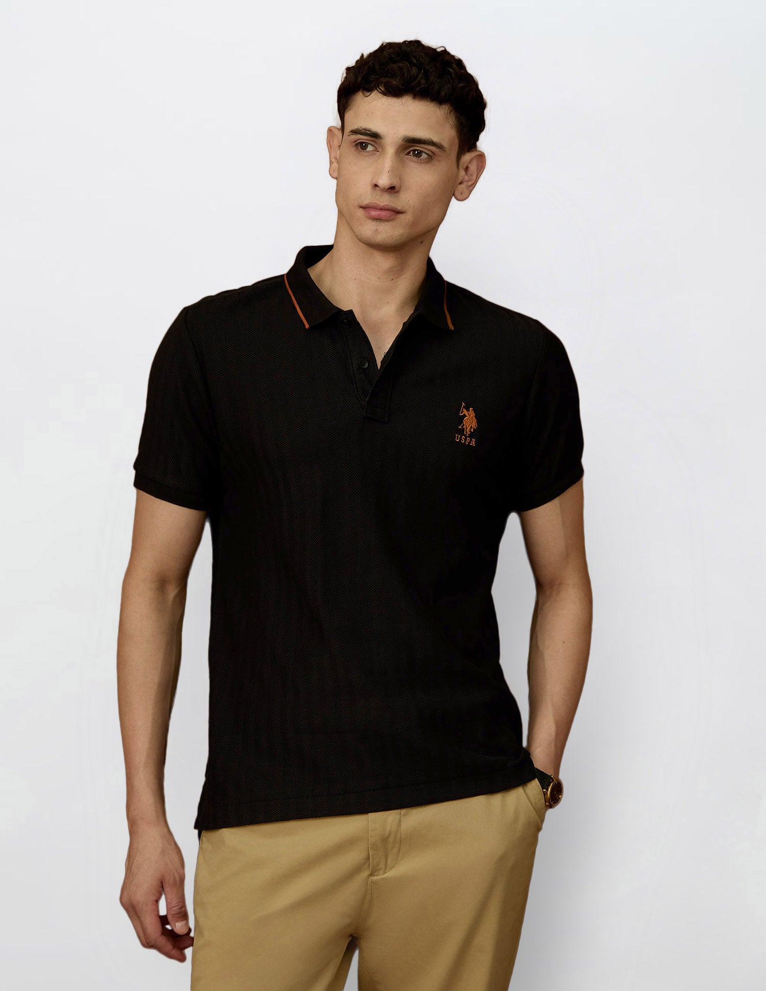 Self Design Chevron Varsity Polo Shirt
