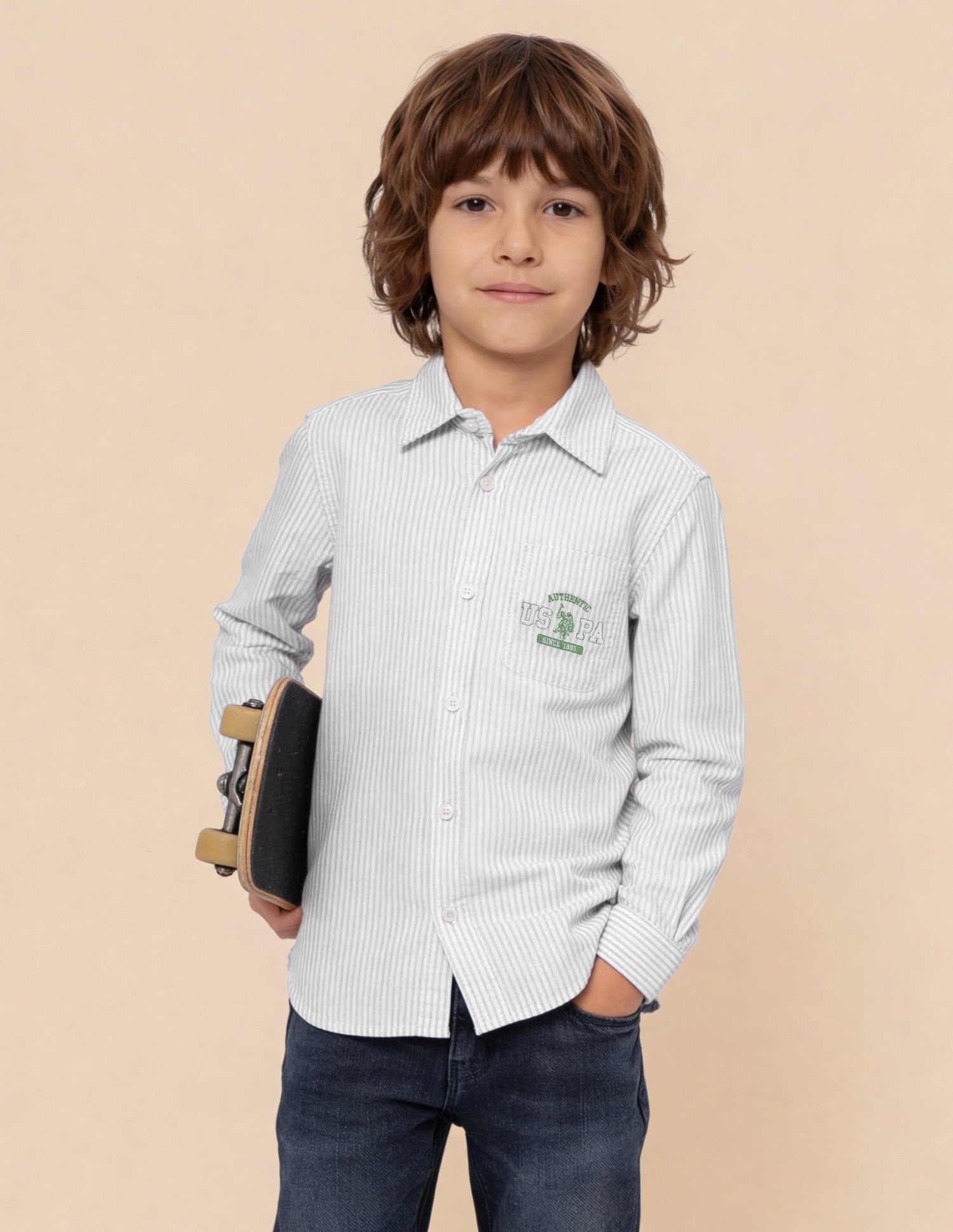 Vertical Striped Oxford Shirt Green - U.S. Polo Assn. India | Large