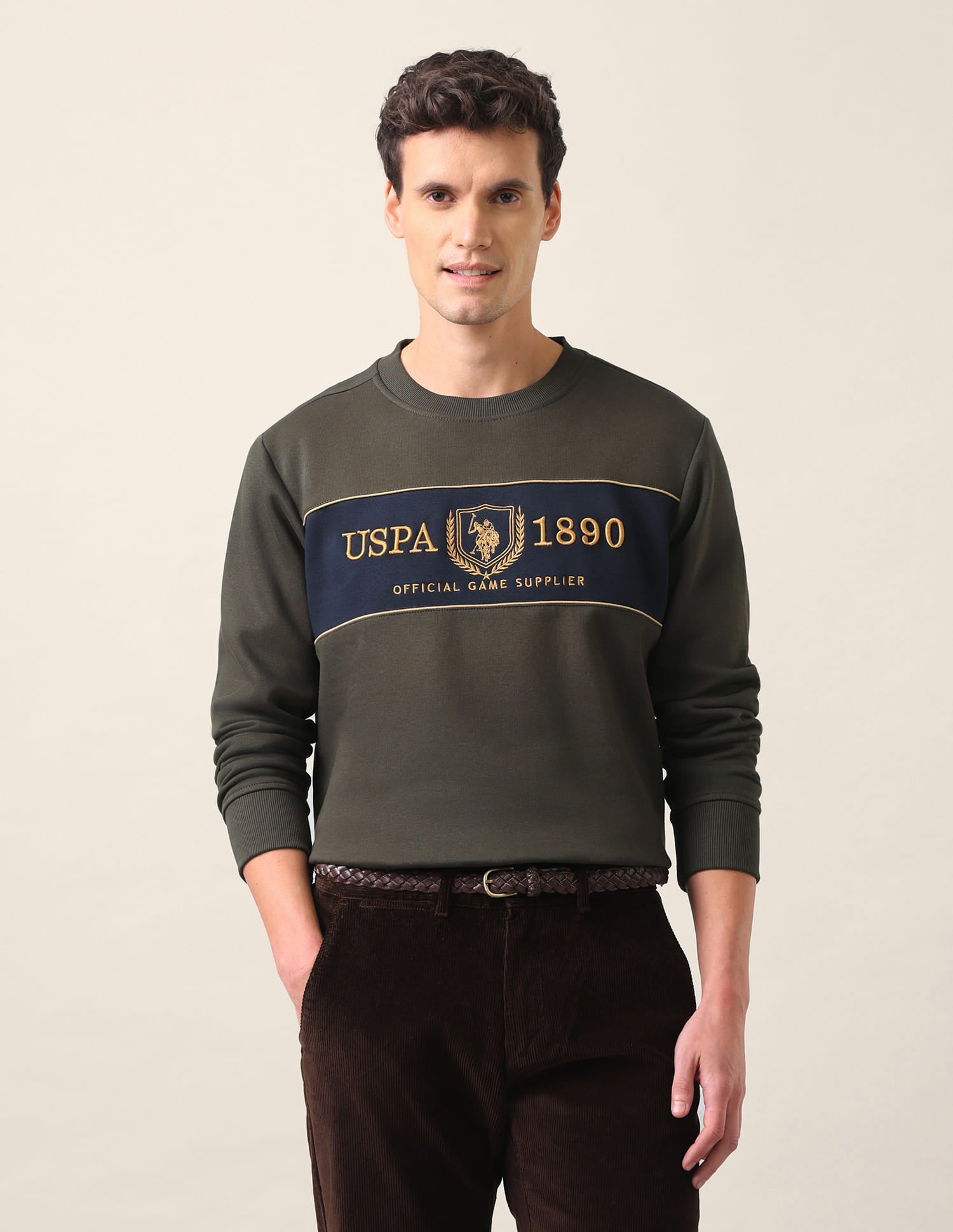 Brand Printed Regular Fit Sweatshirt Teal - U.S. Polo Assn. India | Large