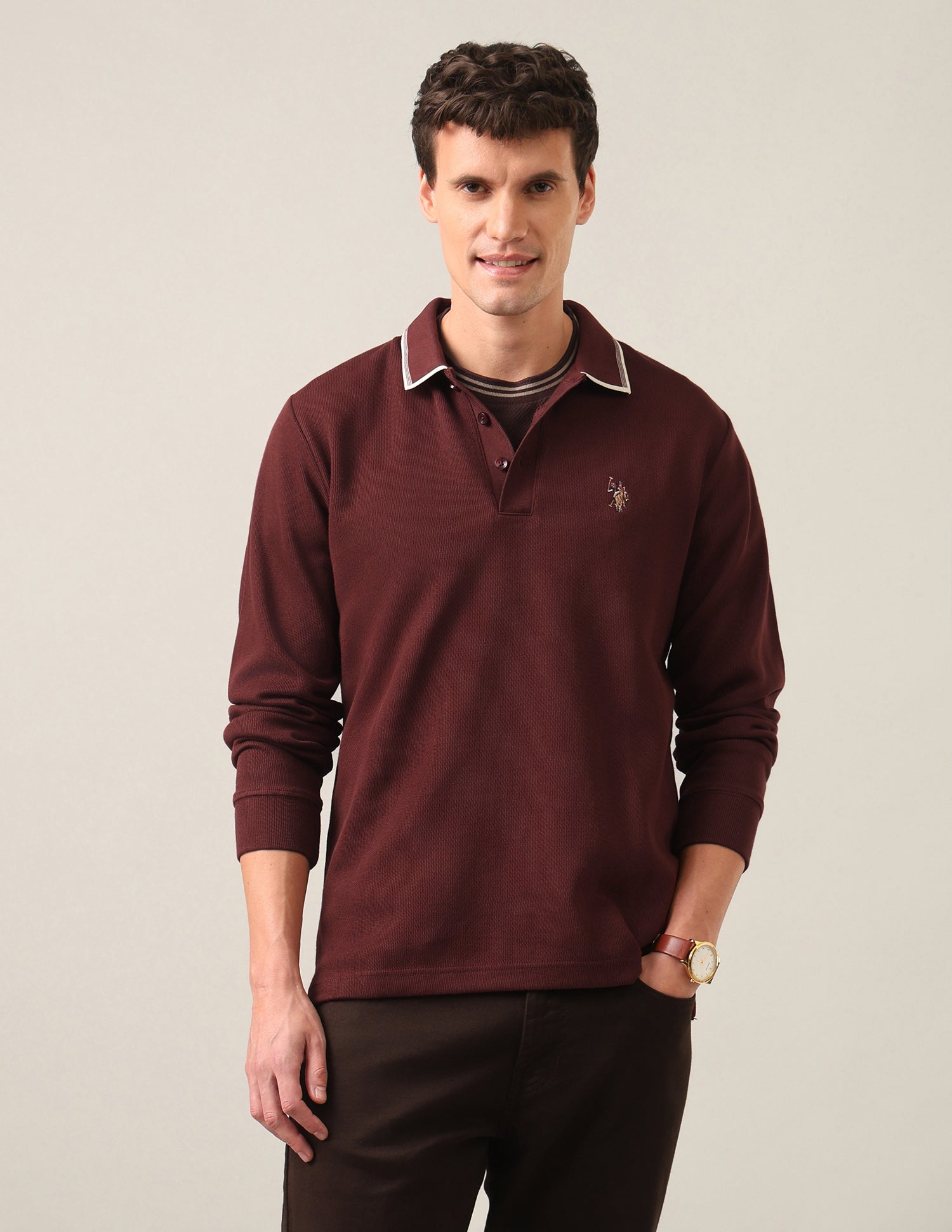 Solid Slim Fit Polo Shirt Rust - U.S. Polo Assn. India | Large