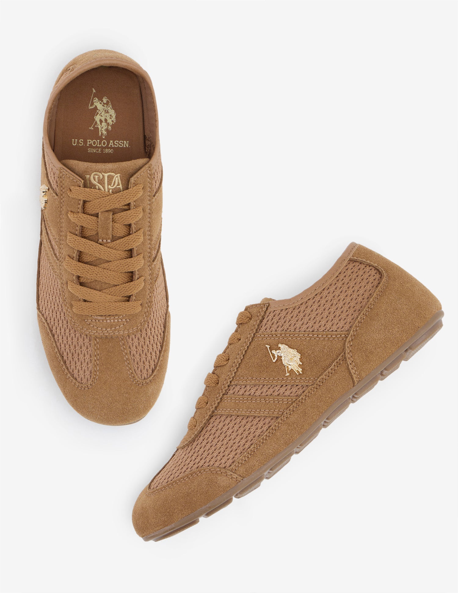Textured Liorane Suede Sneakers Tan - U.S. Polo Assn. India | Large