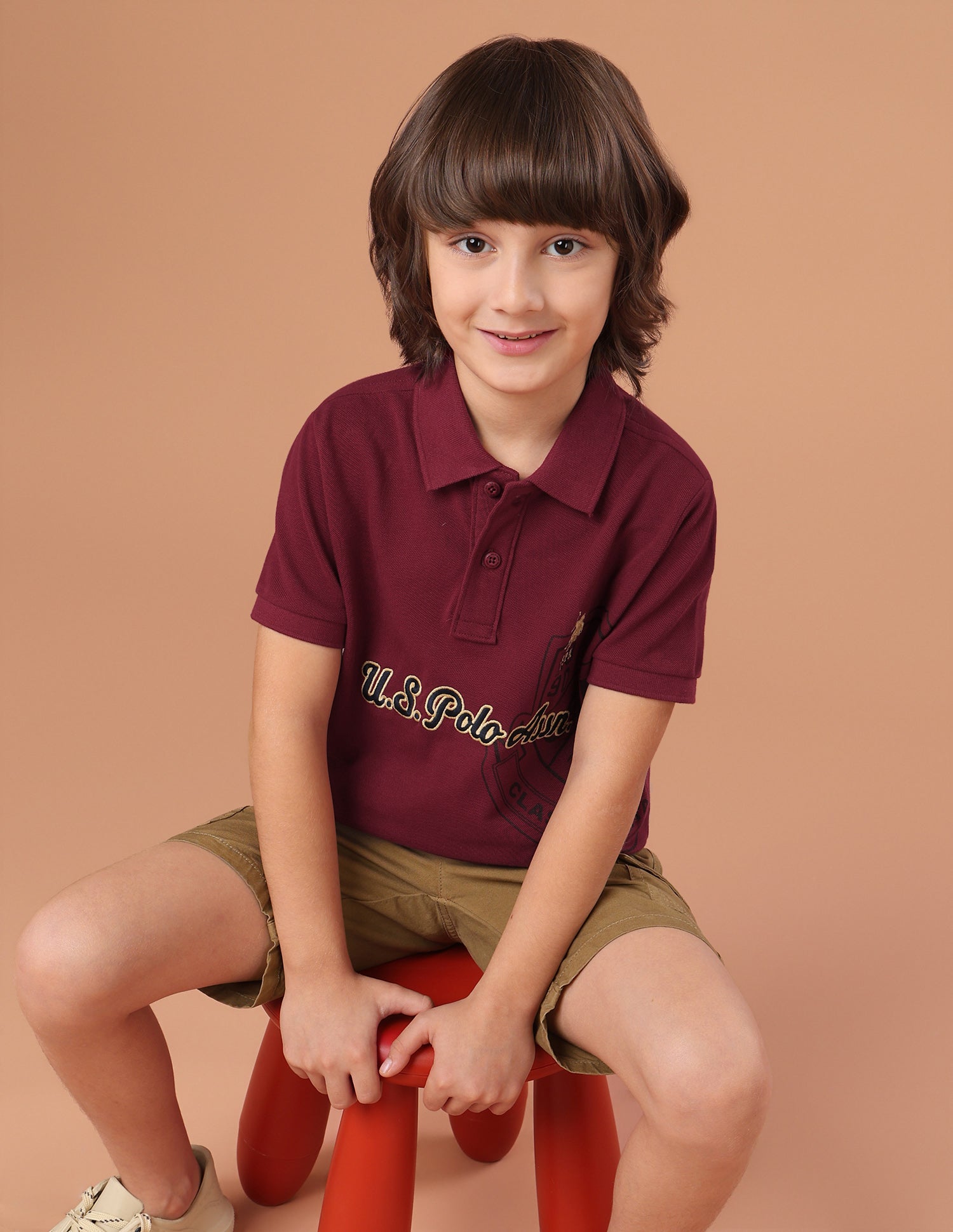 Graphic Brand Embroidered Regular Fit Polo Shirt Maroon - U.S. Polo Assn. India | Large