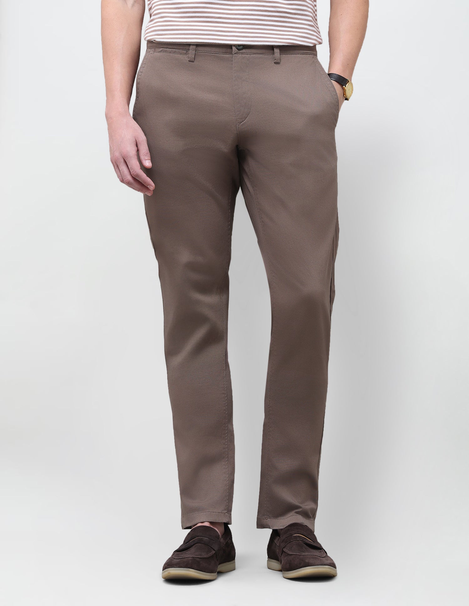 Textured Regular Fit Trouser Brown - U.S. Polo Assn. India | Large