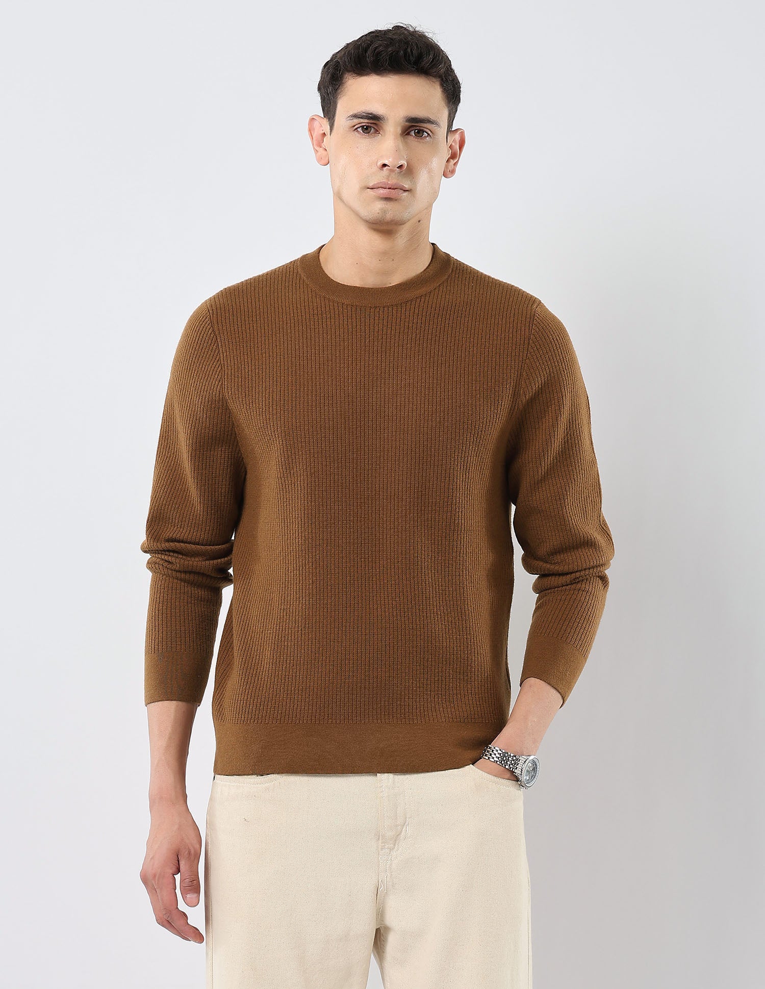 Patterned Knit Regular Fit Sweater