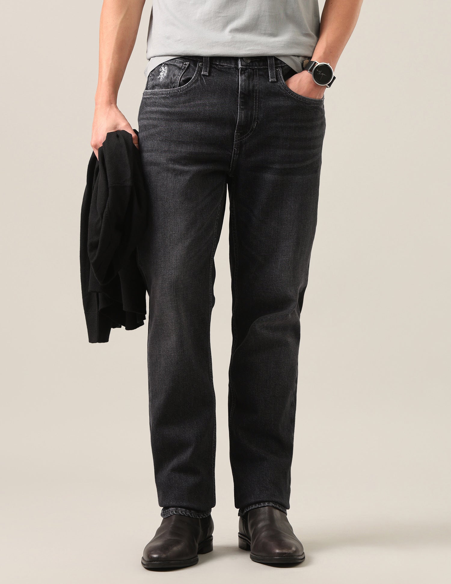 Harold Slim Straight Fit Black Jeans