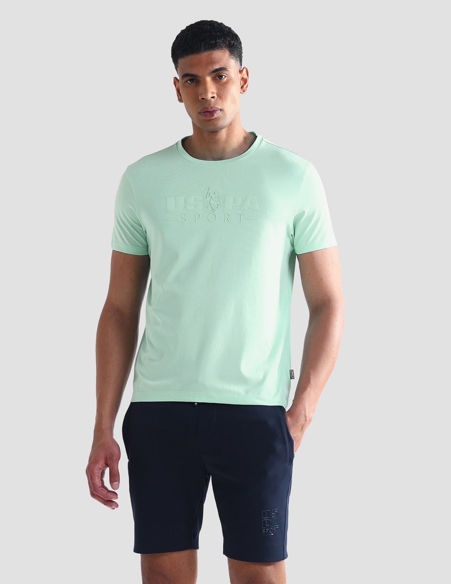 Brand Print Cotton Blend T-Shirt Green - U.S. Polo Assn. India | Large
