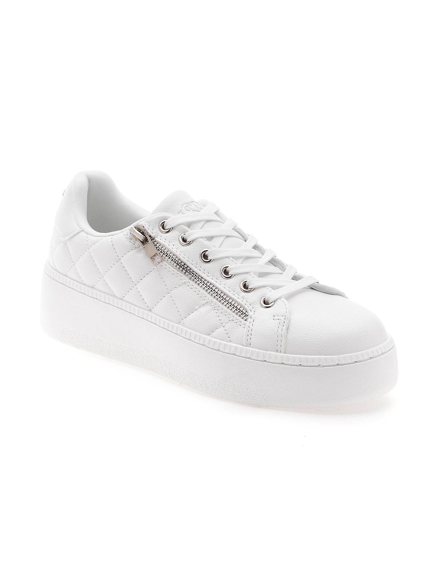 Textured Gabriella Metallic Logo Sneakers White - U.S. POLO ASSN. | Large