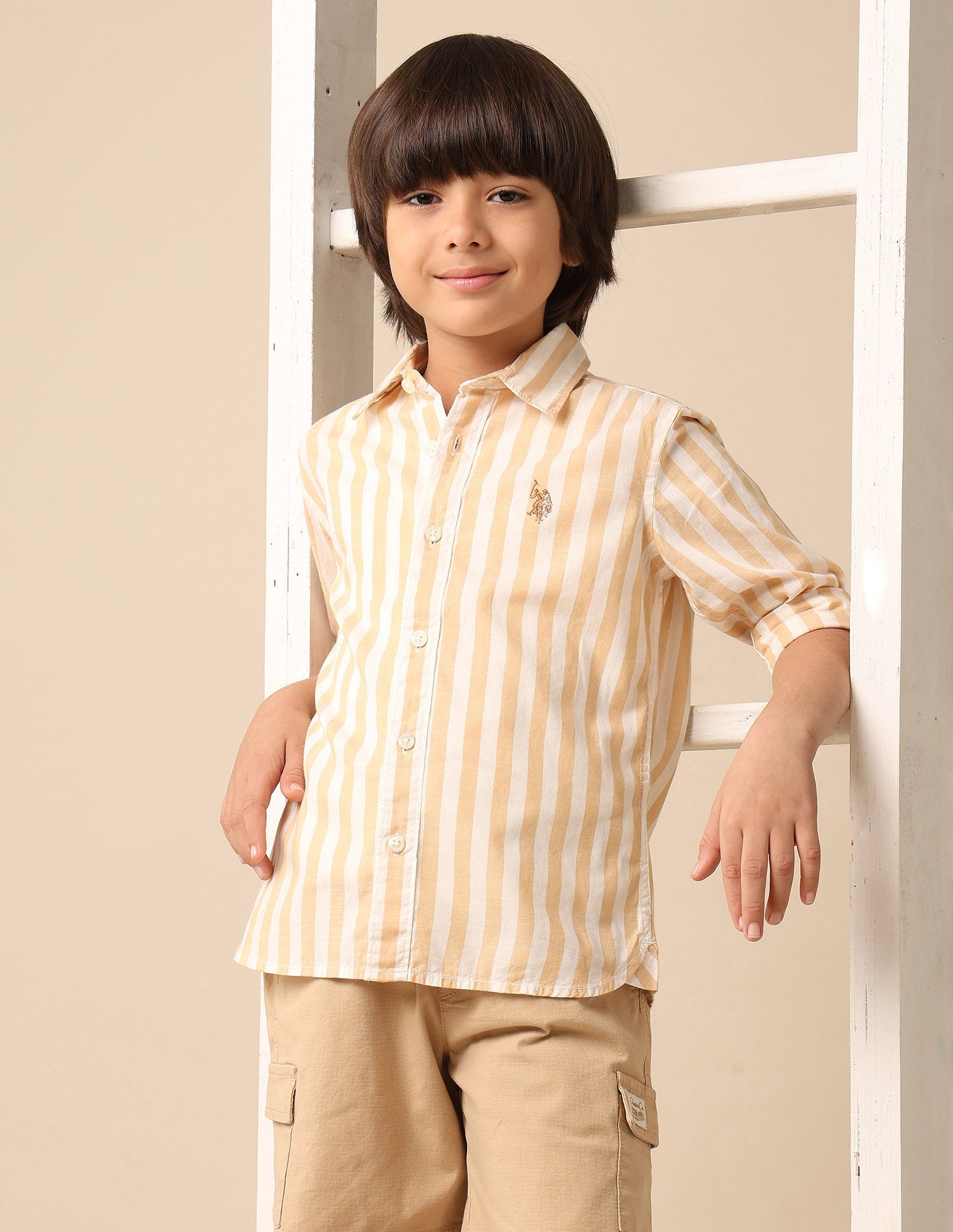 Boys Vertical Striped Regular Fit Shirt