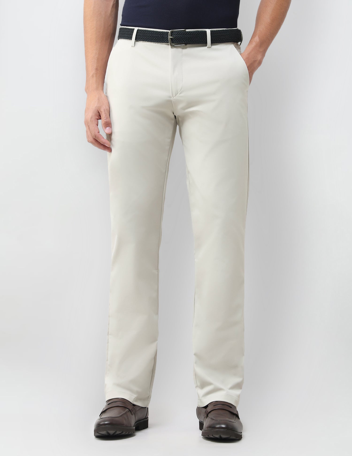 Mid Rise Riley Straight Fit Trousers Off White - U.S. Polo Assn. India | Large
