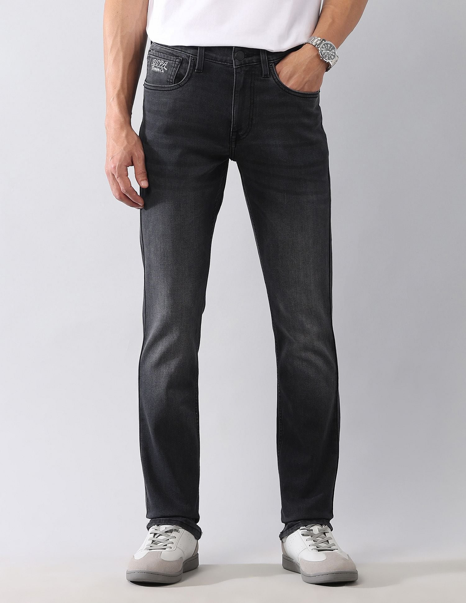 Regallo Skinny Fit Black Jeans – Polo India - Main Image
