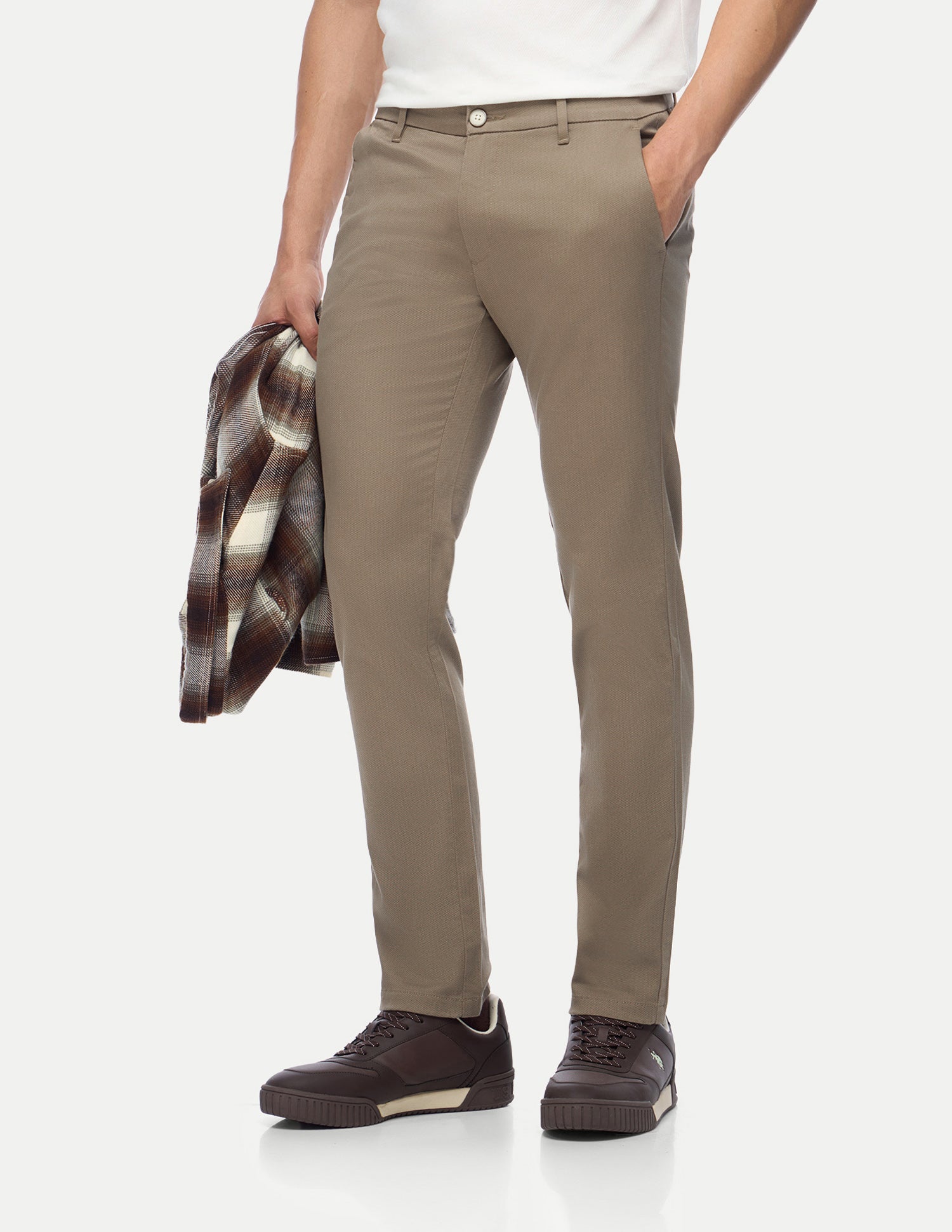 Denver Slim Fit Satin Trousers Brown - U.S. Polo Assn. India | Large