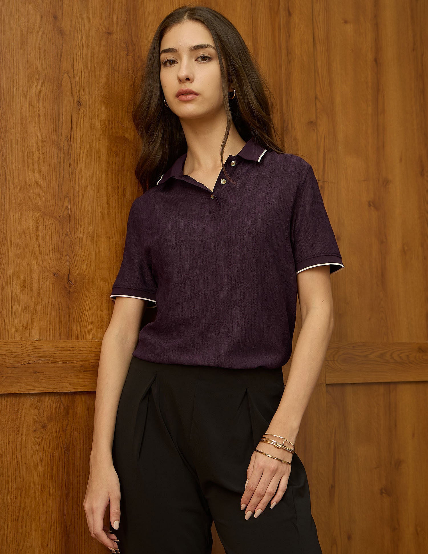 Boxy Fit Textured Polo Shirt