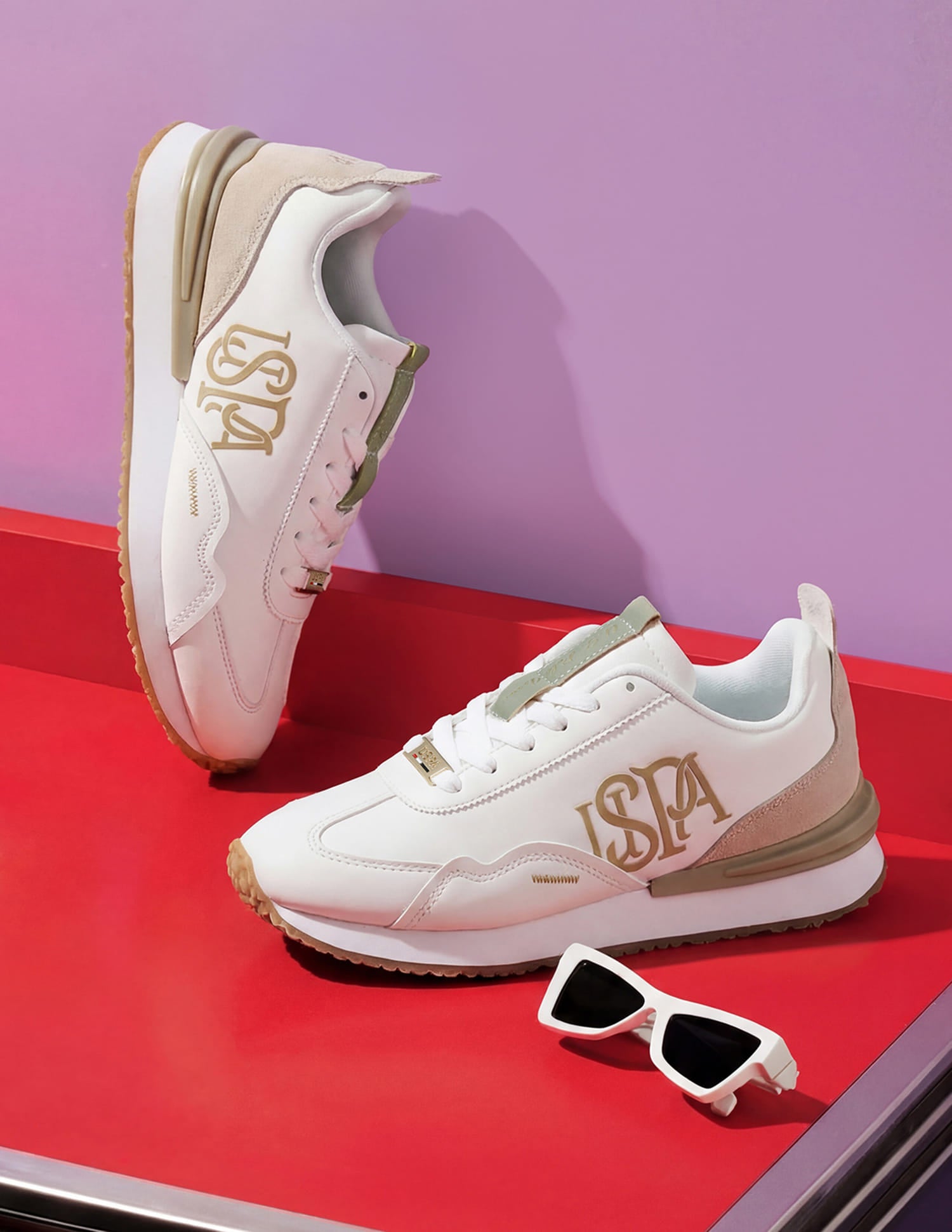 Women Esme Round Toe Lace Ups Sneakers Off White - U.S. Polo Assn. India | Large