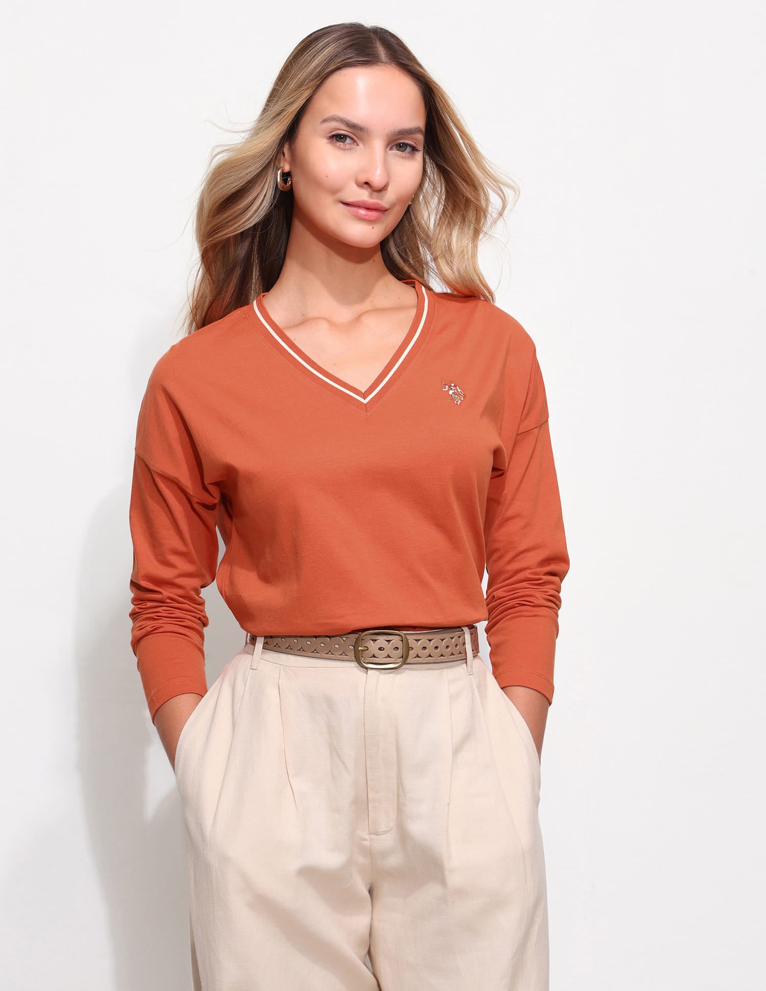 Relaxed Fit Drop Shoulder T-Shirt Orange - U.S. Polo Assn. India | Large