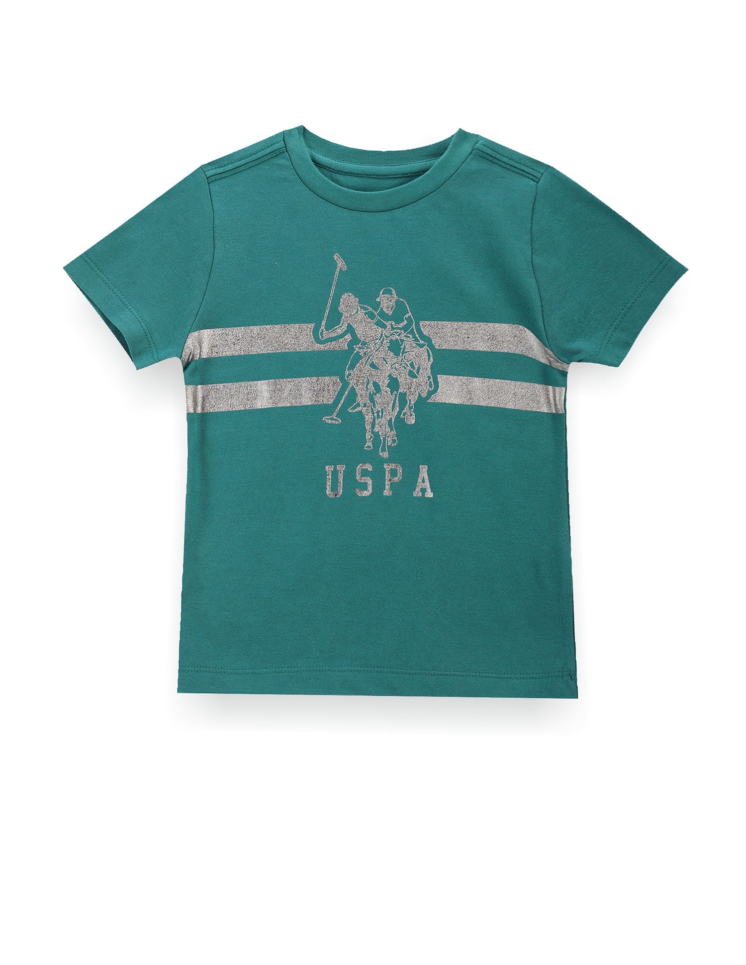 Boys Metallic Brand Print Cotton T-Shirt