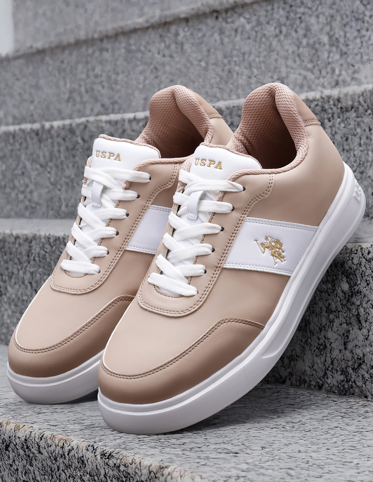 Men Torm Colour Blocked Sneakers Beige - U.S. Polo Assn. India | Large