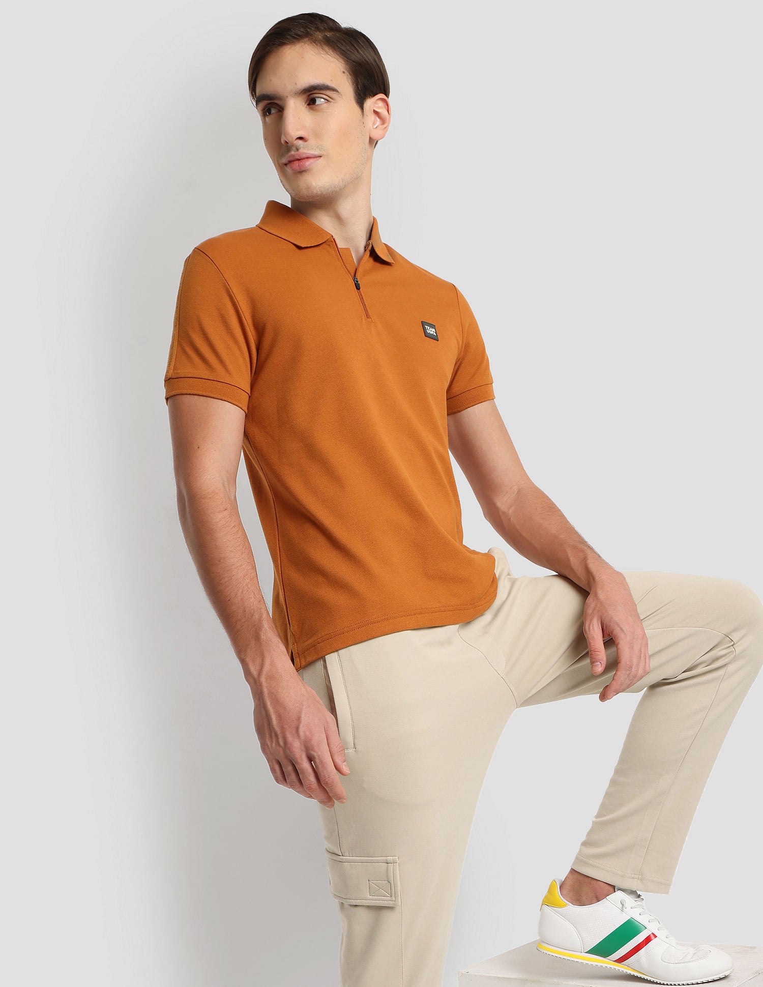 Silicone Brand Tape Athleisure Polo Shirt Ochre - U.S. POLO ASSN. | Large
