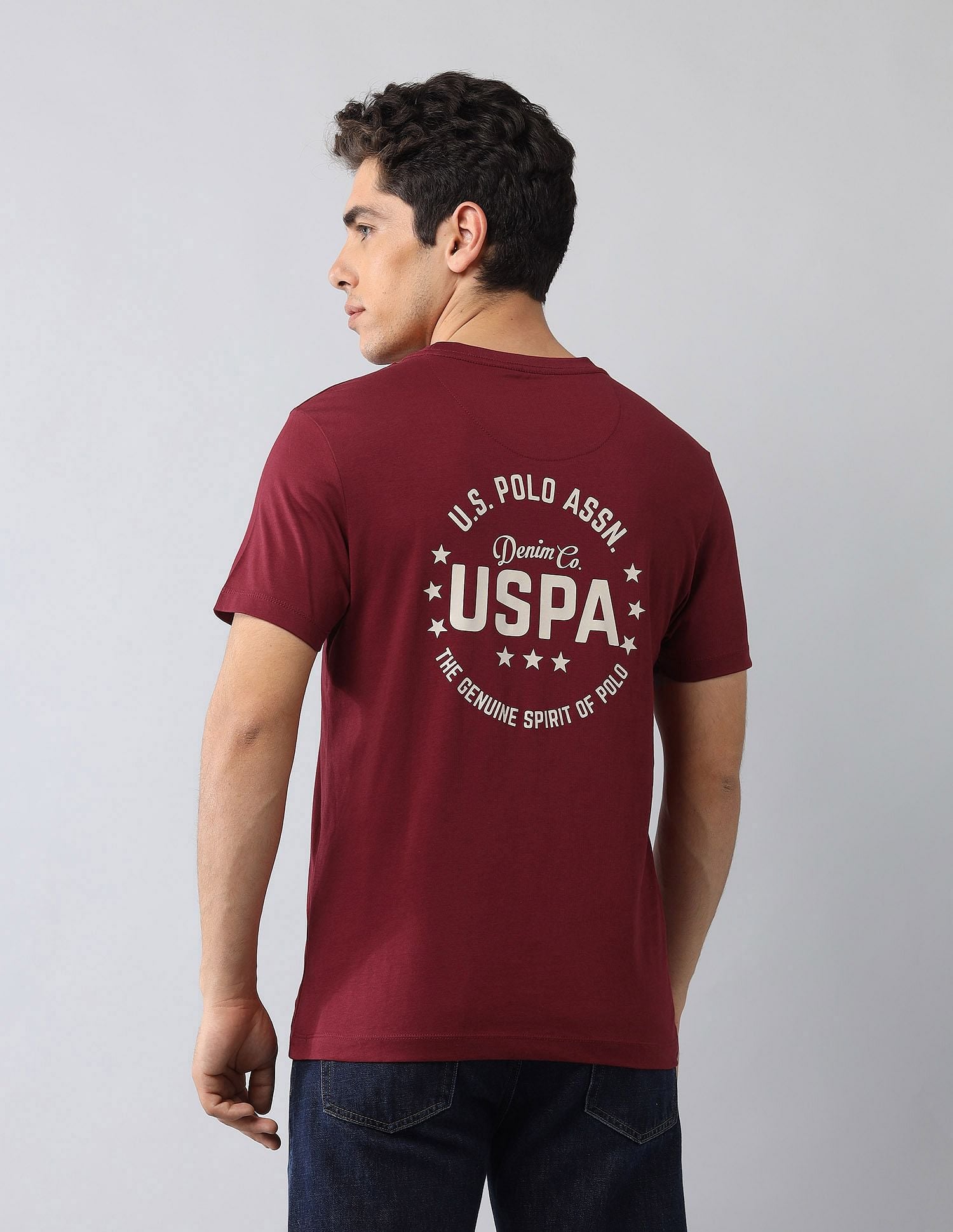 Muscle Fit Brand Printed T-Shirt Wine - U.S. Polo Assn. India | Large